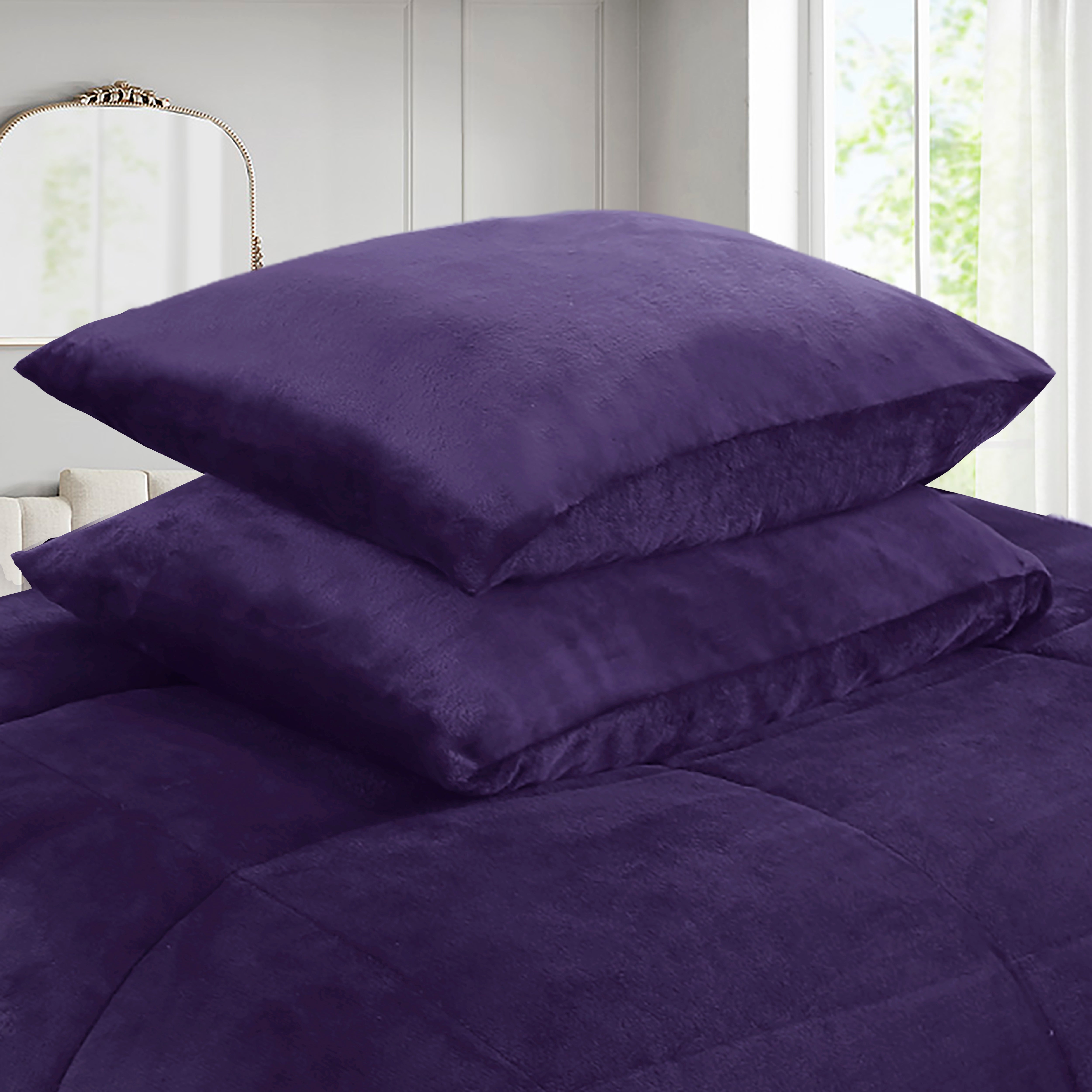 3 Piece Soft Cozy Plush Solid Color Comforter Set
