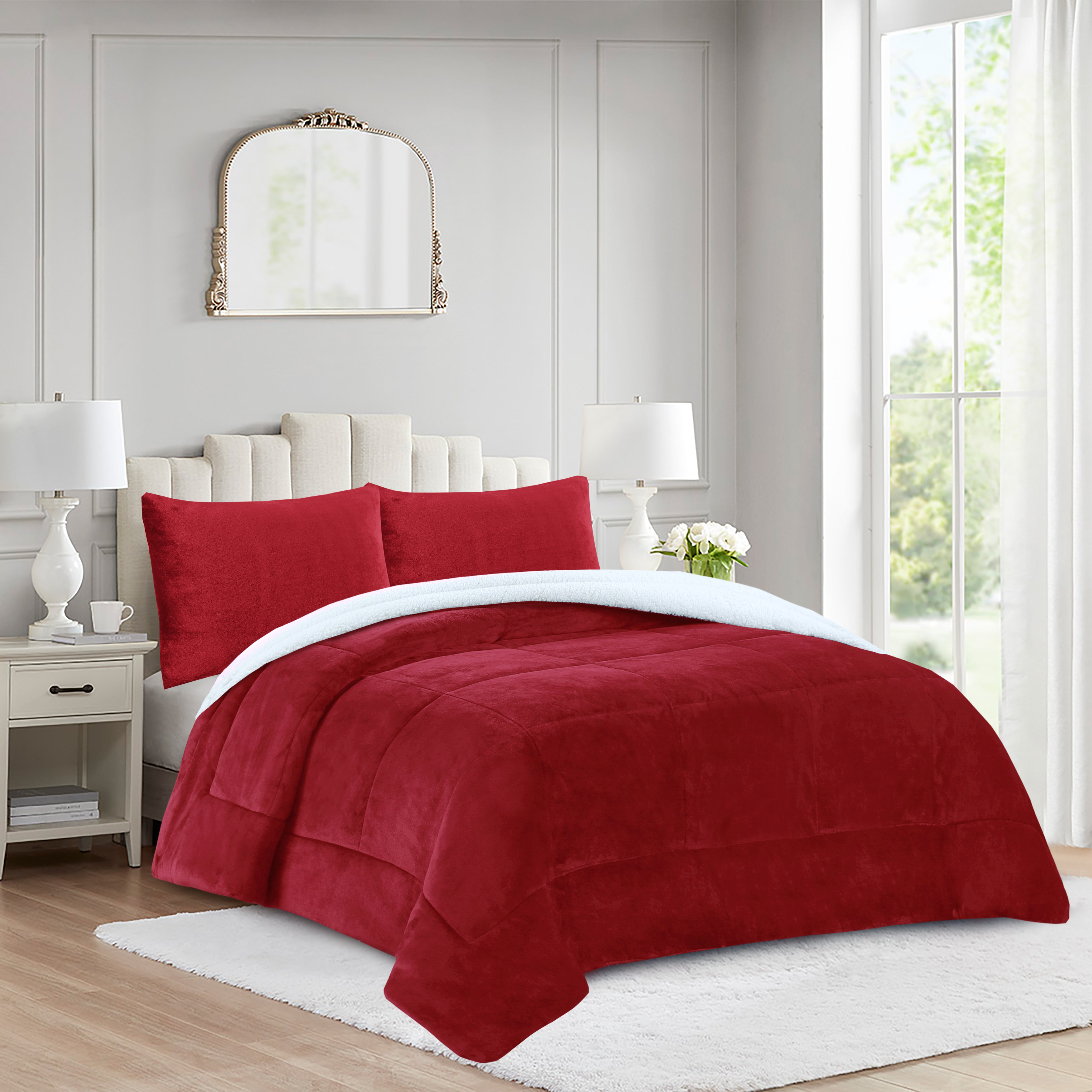 3 Piece Soft Cozy Plush Solid Color Comforter Set