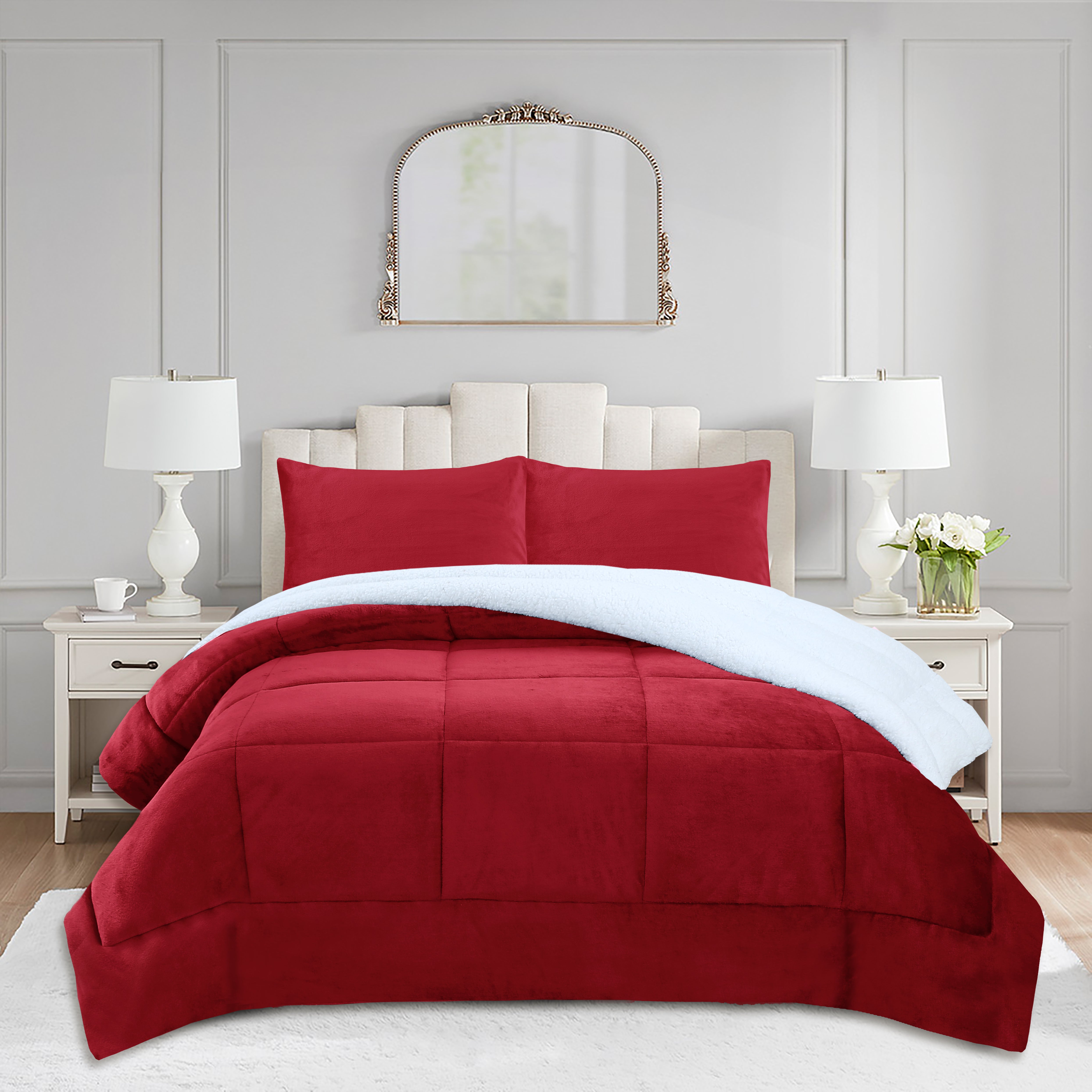 3 Piece Soft Cozy Plush Solid Color Comforter Set