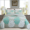 3 Piece Printed Leaf Quilt Set Lightweight Bedspread Set ME510