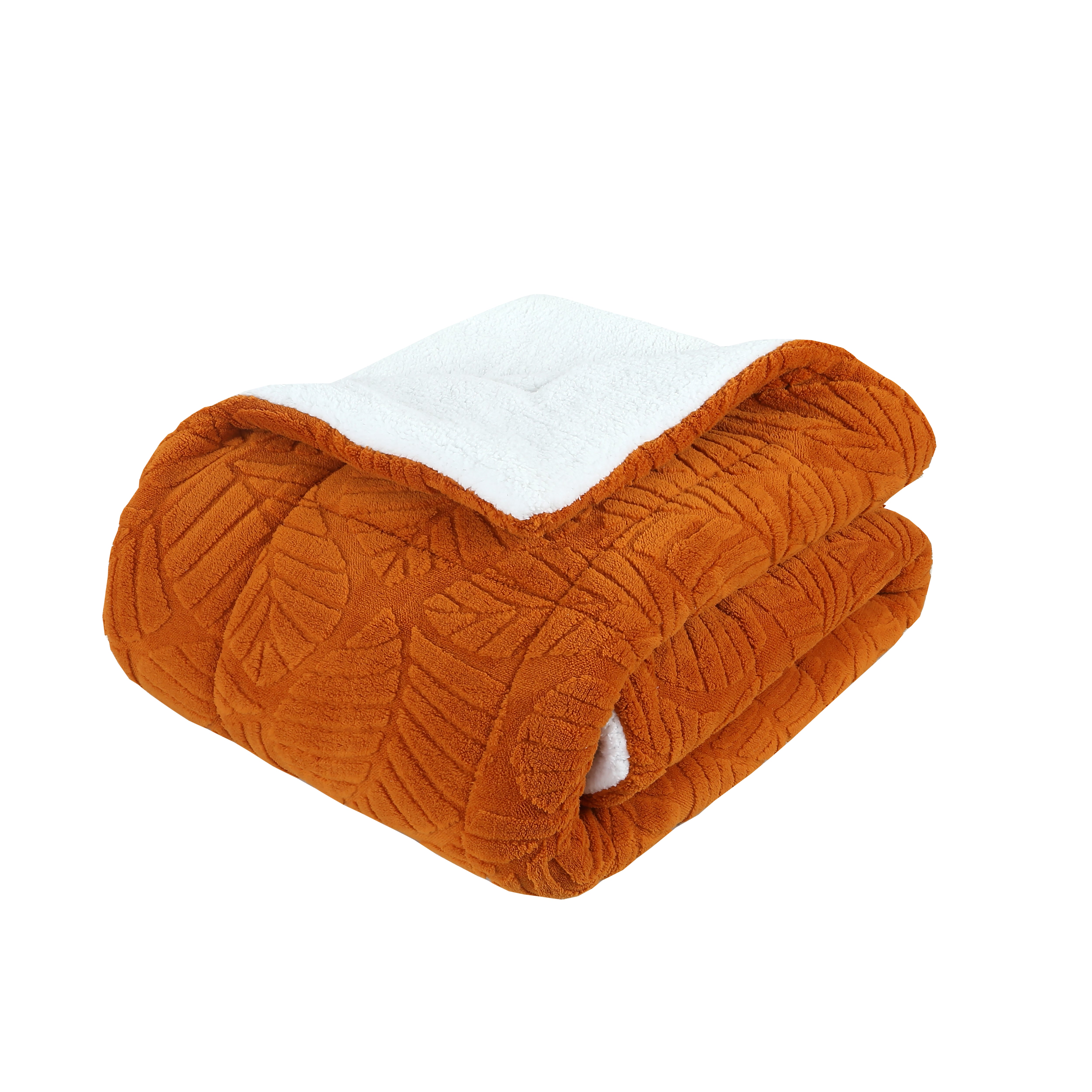 Soft 3 Piece Leaf Pattern Jacquard Plush Comforter Set MEL