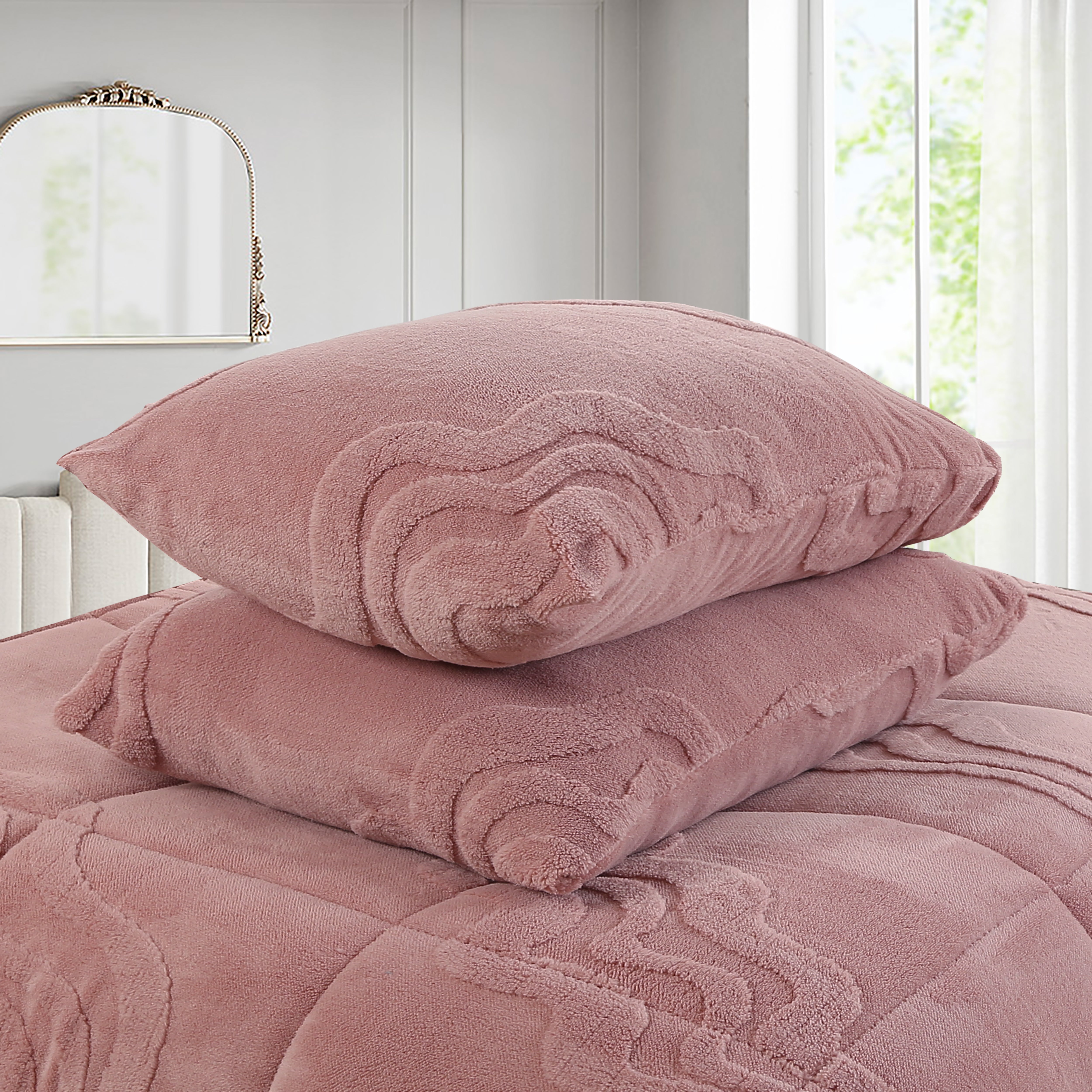 Luxury 3 Piece Wave Jacquard Plush Comforter Set MEW
