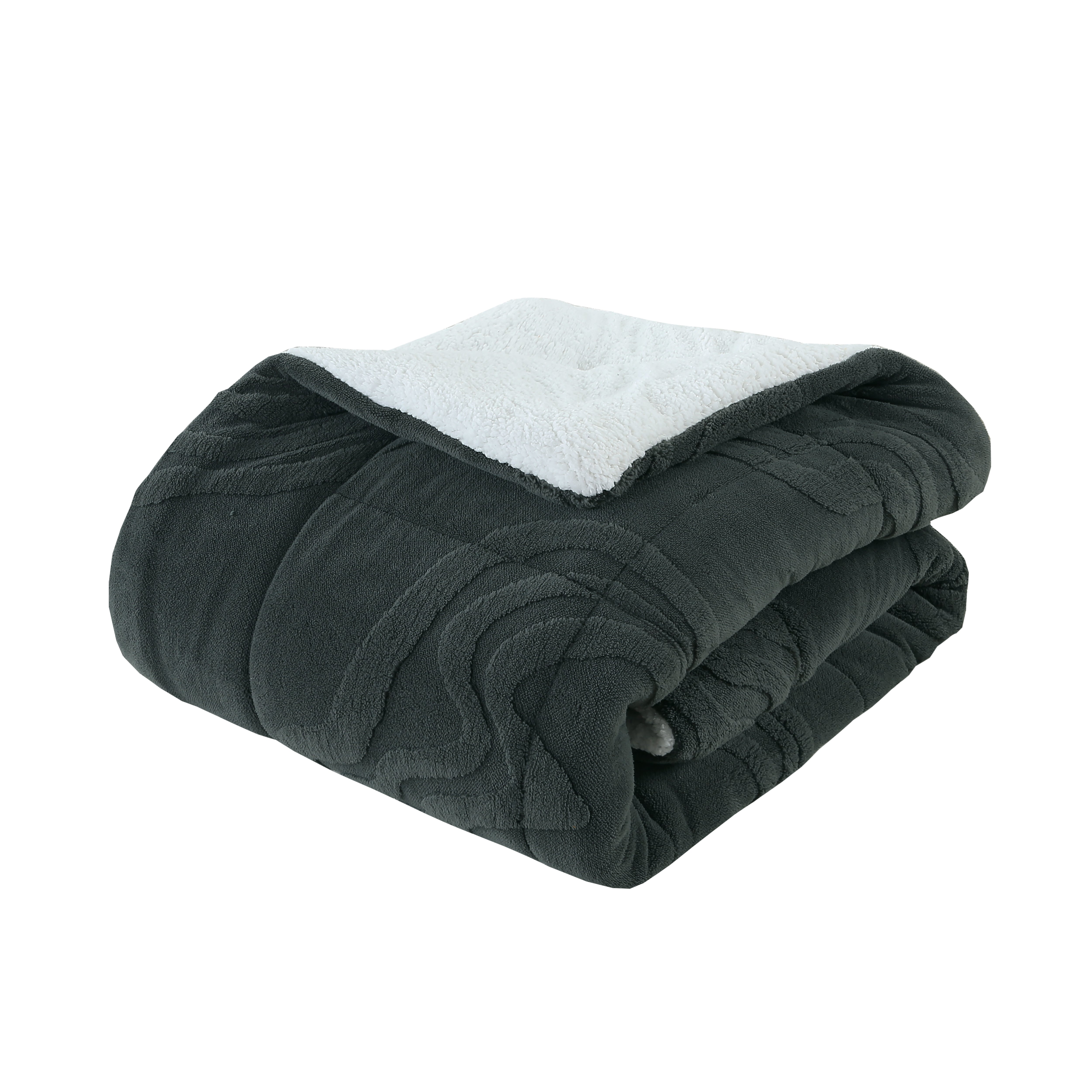 Luxury 3 Piece Wave Jacquard Plush Comforter Set MEW