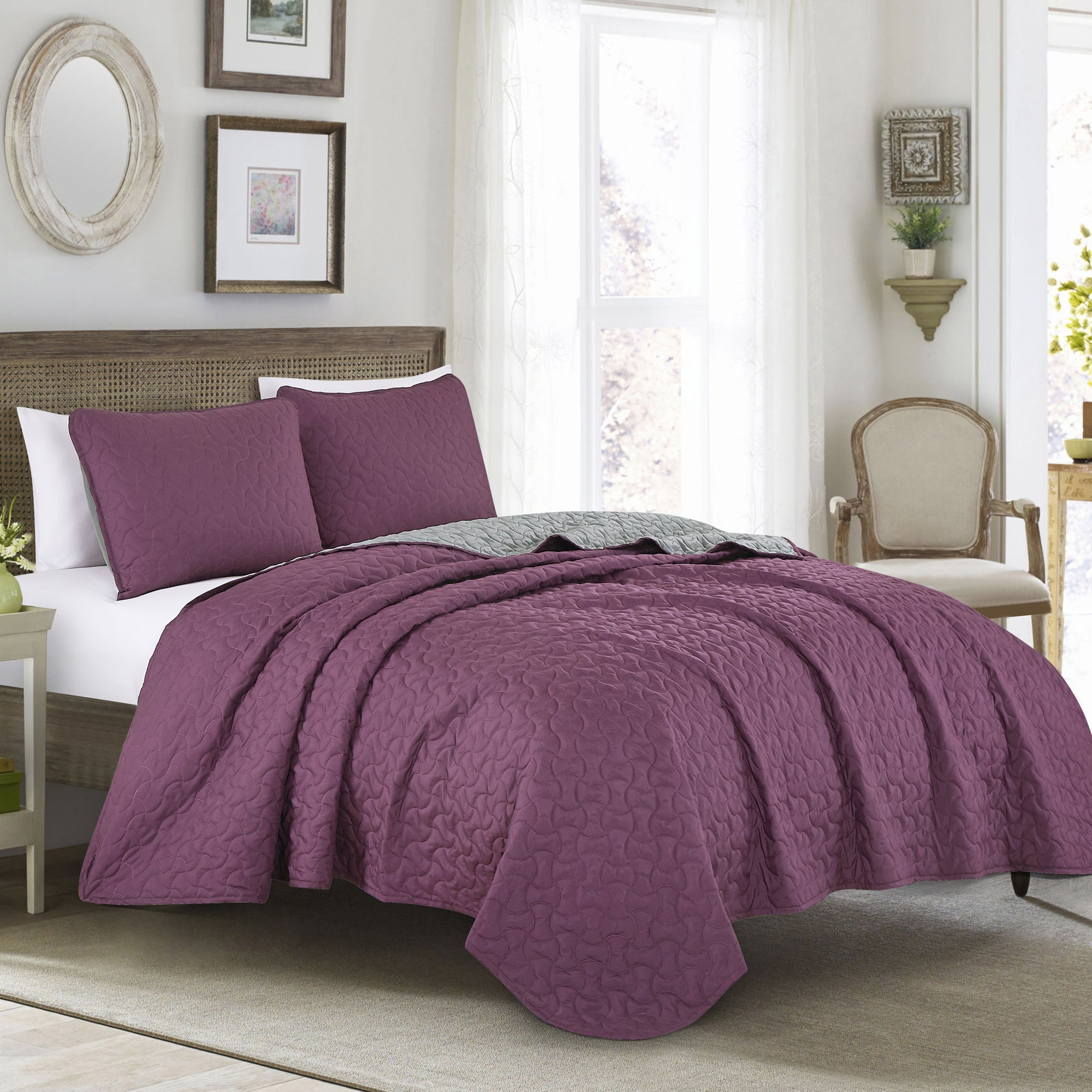 3 Piece Solid Quilt Set Lightweight Bedspread Set Zaka 2024