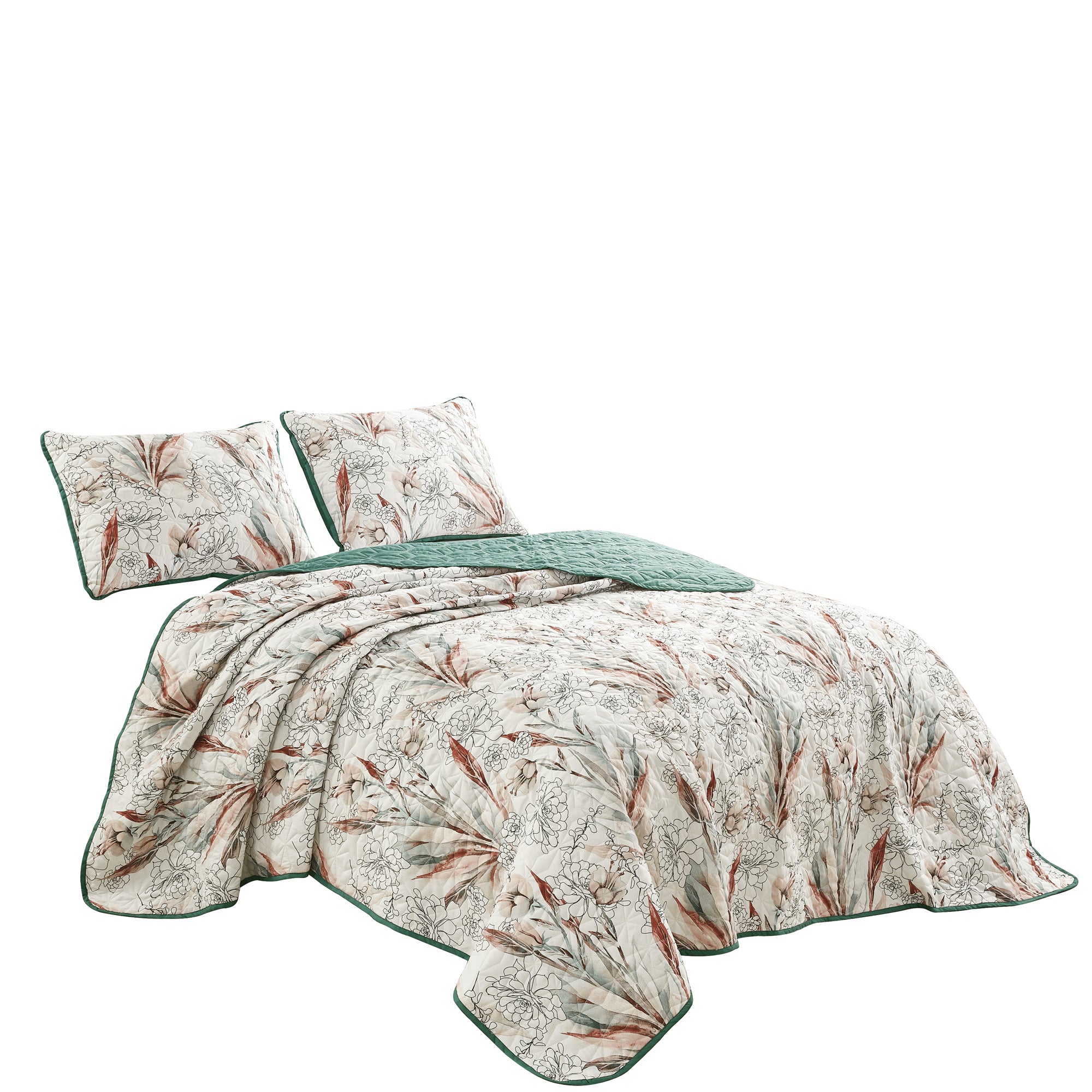 3 Piece Printed Quilt Set Lightweight Bedspread Set Sara 2024