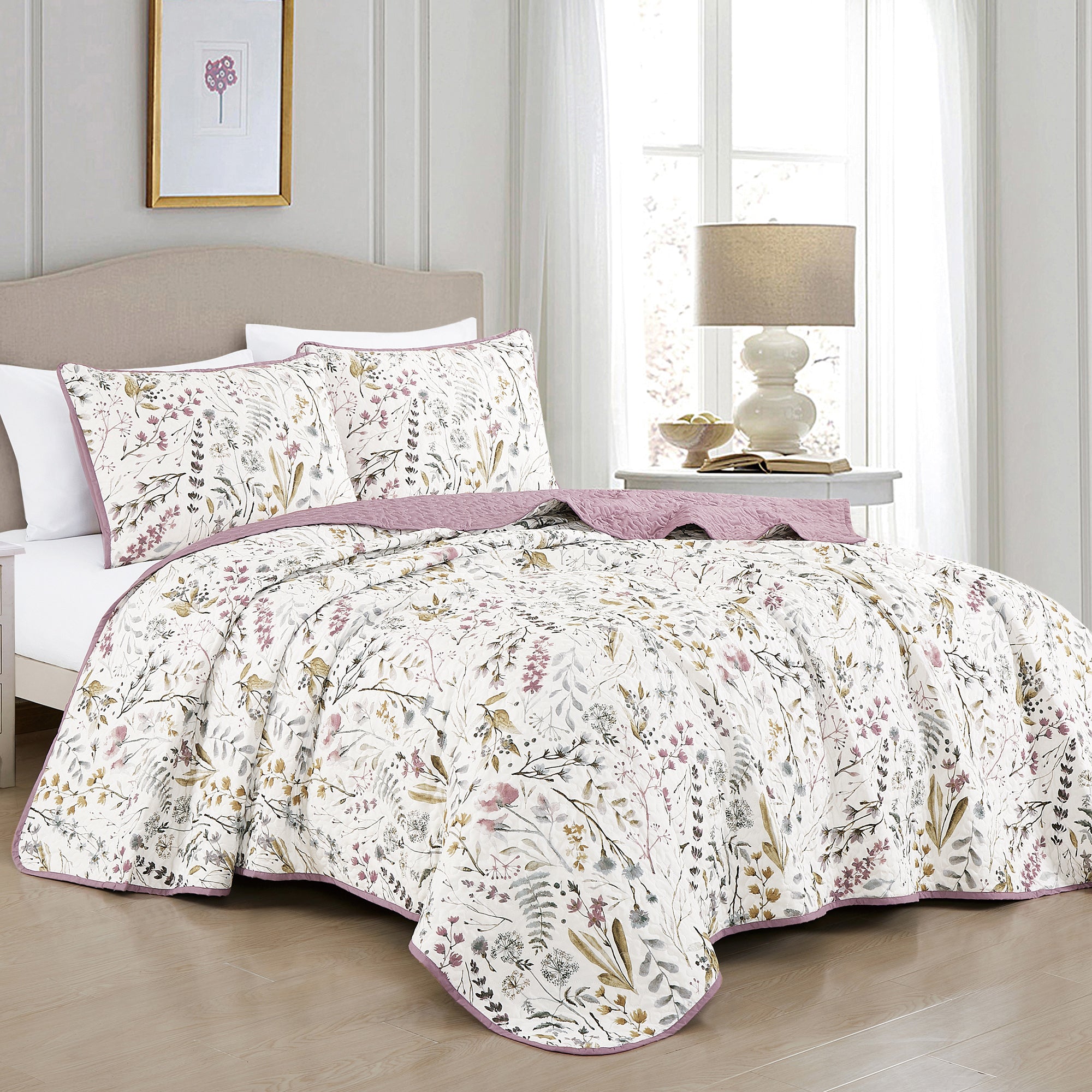 3 Piece Printed Quilt Set Lightweight Bedspread Set Lara 2024