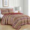 3-Piece Cozy Bohemian Reversible Quilt Bedspread Set in Bold Multicolor Pattern JB22785