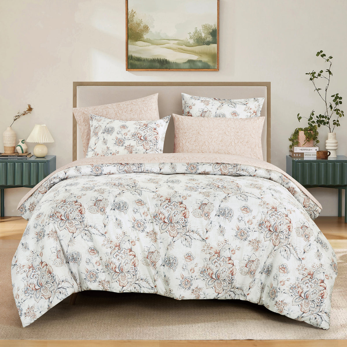 7-Piece Floral Comforter Set with Sheets