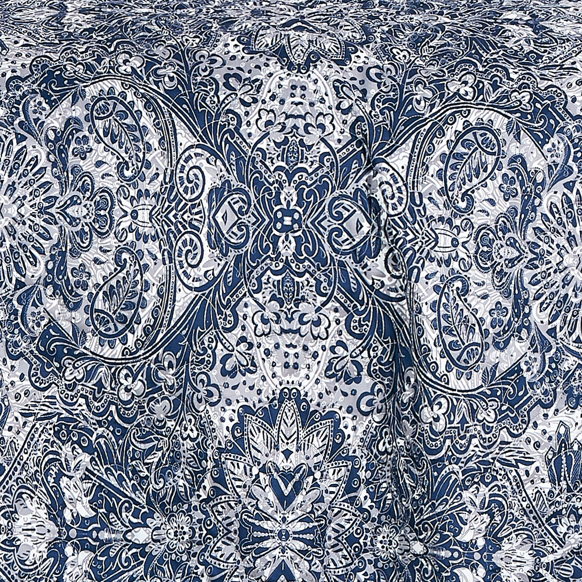3-Piece Lightweight Reversible Navy Medallion Quilt Bedspread Set JB22985