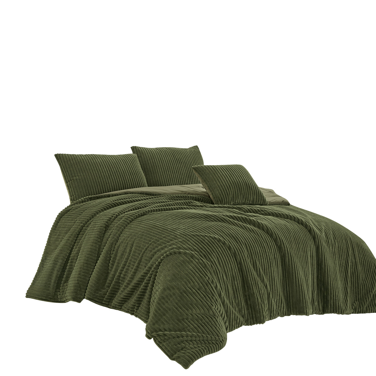 4-Piece Plush Ribbed Faux Fur Comforter Set with Velvet Backing