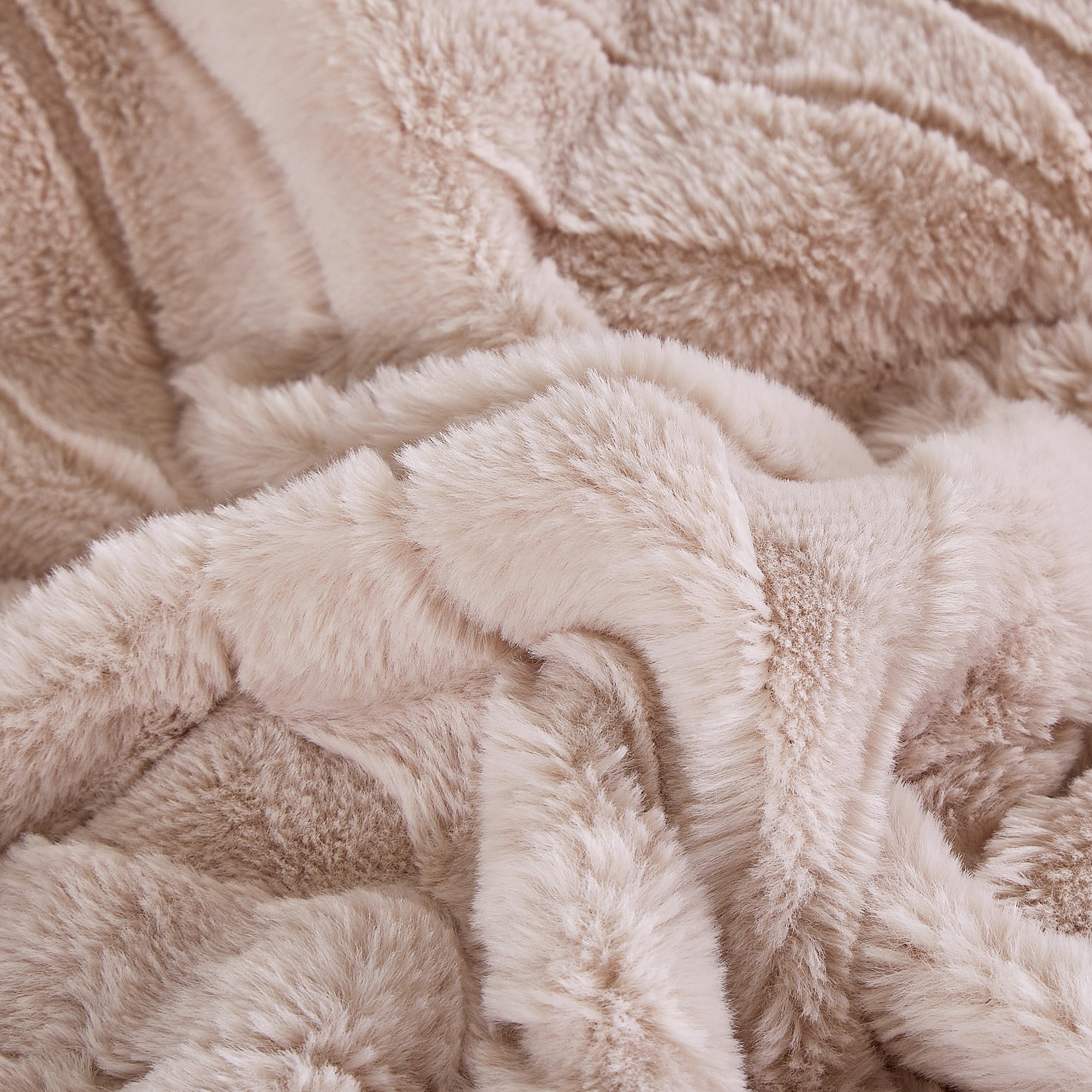 4-Piece Textured Floral Faux Fur Comforter Set with Velvet Backing
