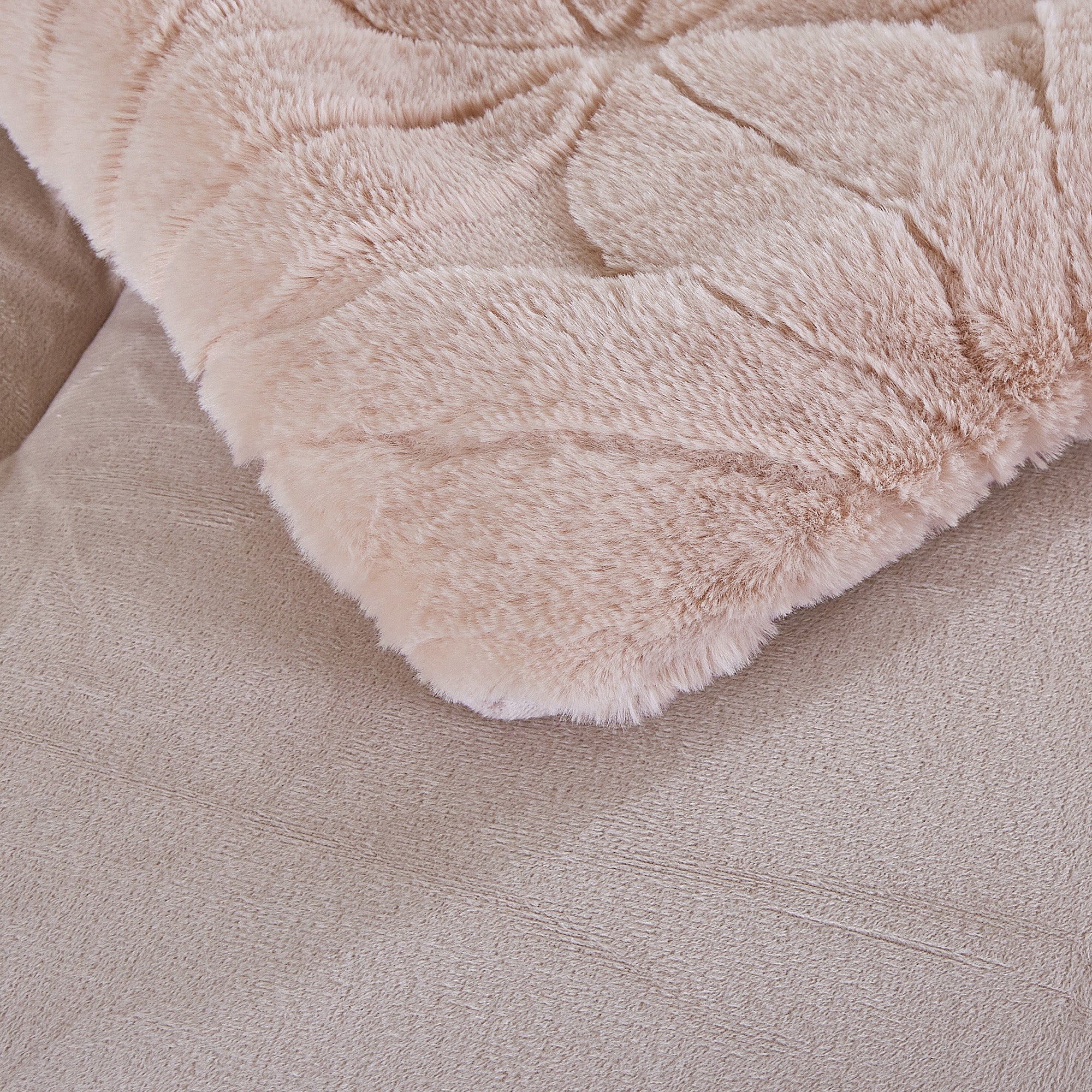 4-Piece Textured Floral Faux Fur Comforter Set with Velvet Backing