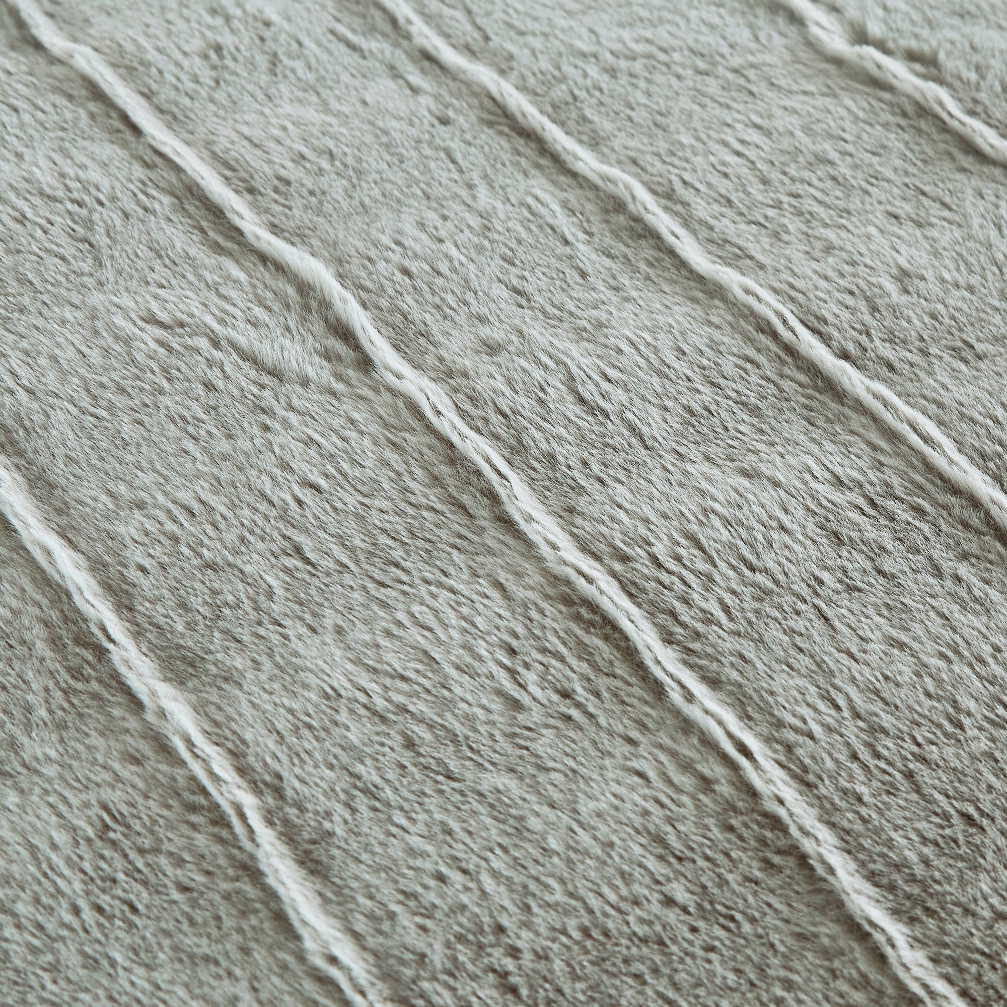 4-Piece Textured Stripe Faux Fur Comforter Set with Velvet Backing