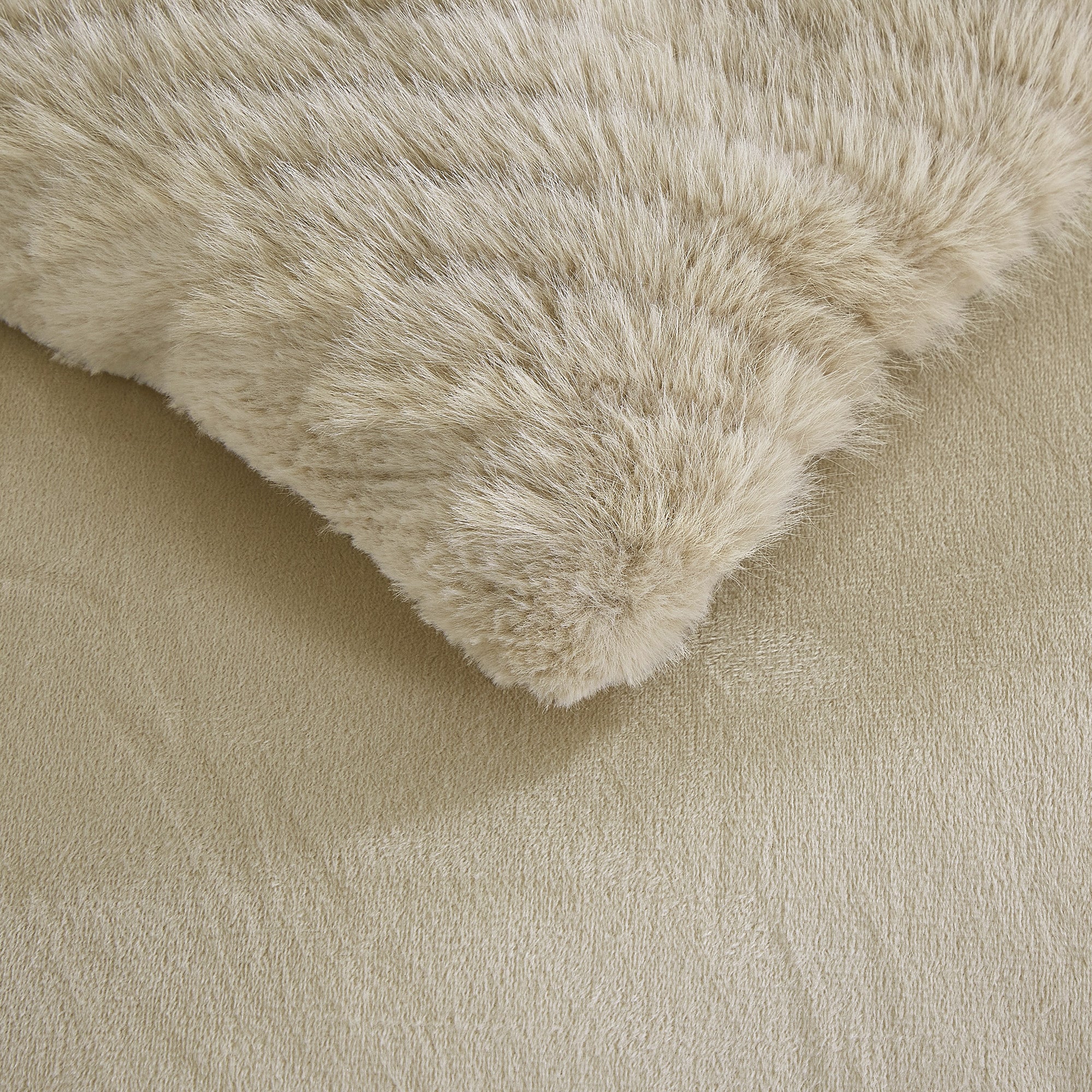 4-Piece Textured Diagonal Stripe Faux Fur Comforter Set with Velvet Backing