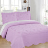 3PCS Floral Embroidered Quilted Bedspread Set