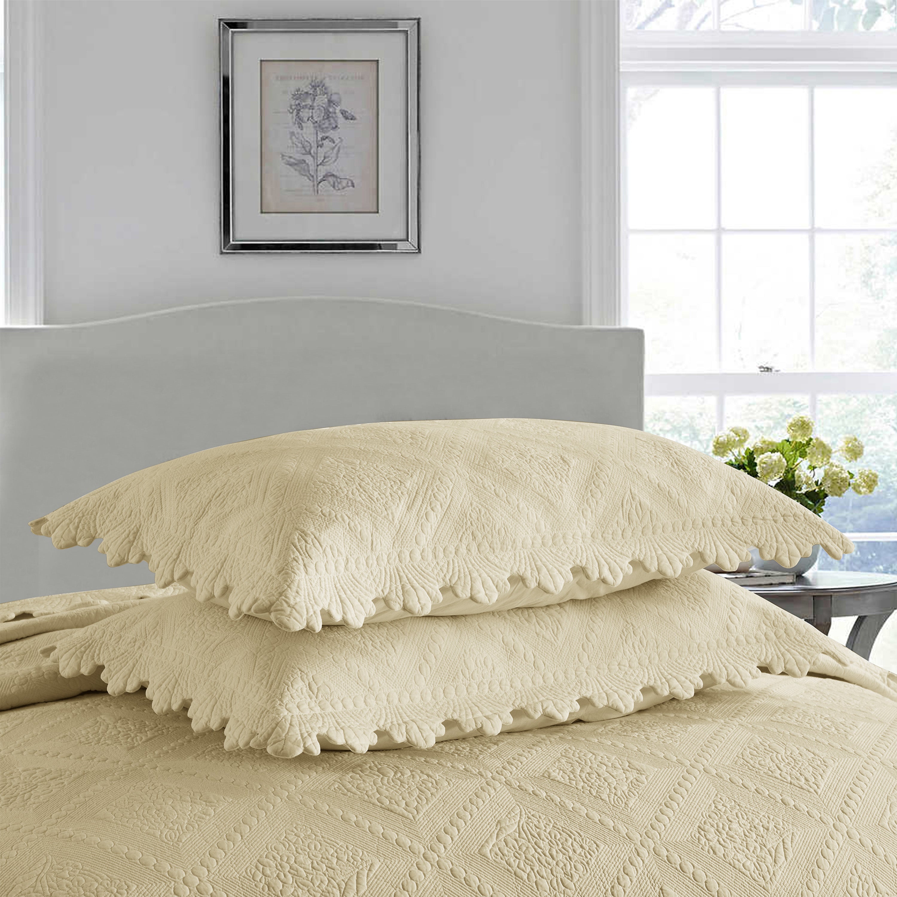 3 Piece 100% Cotton Oversized Lightweight Quilt Bedspread Set TK