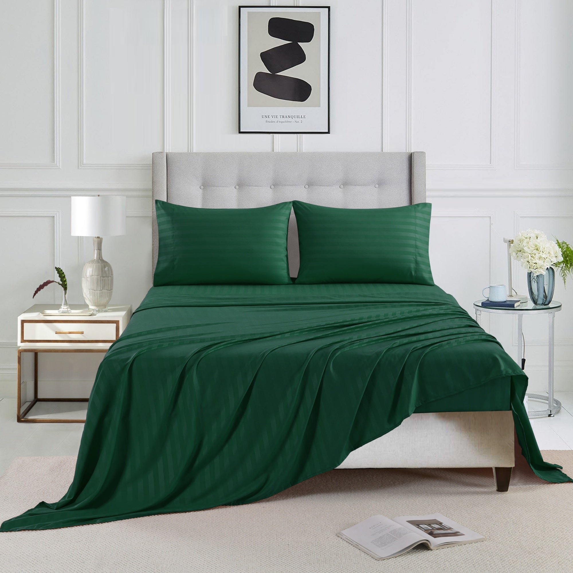 3/4 Piece Luxury Stripe Bed Sheet Set – Soft Hotel Bedding Collection 35000