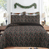 3 Pcs Festive Christmas Quilt Bedspread Set Holiday Bedding Holly Berry Tree