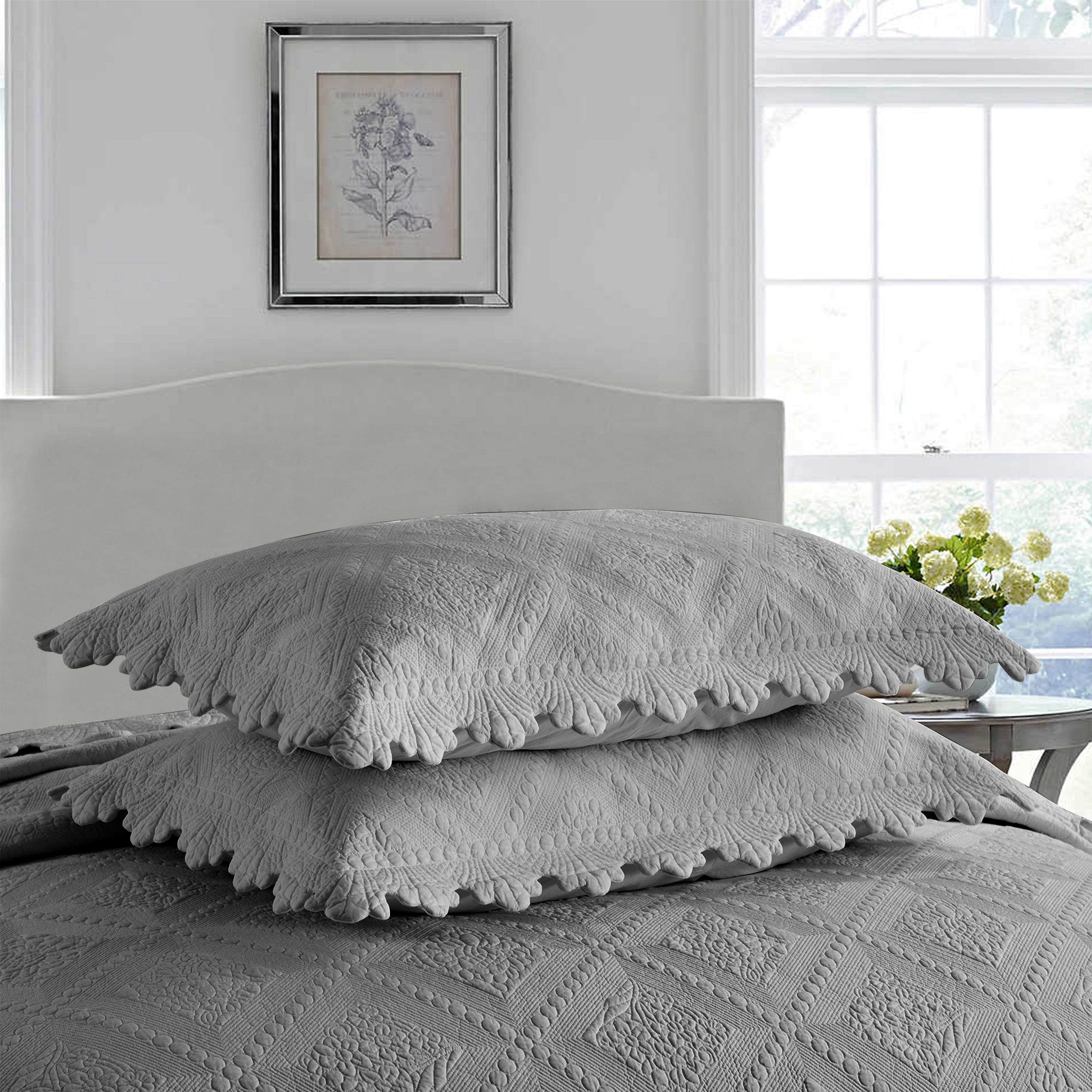 3 Piece 100% Cotton Oversized Lightweight Quilt Bedspread Set TK