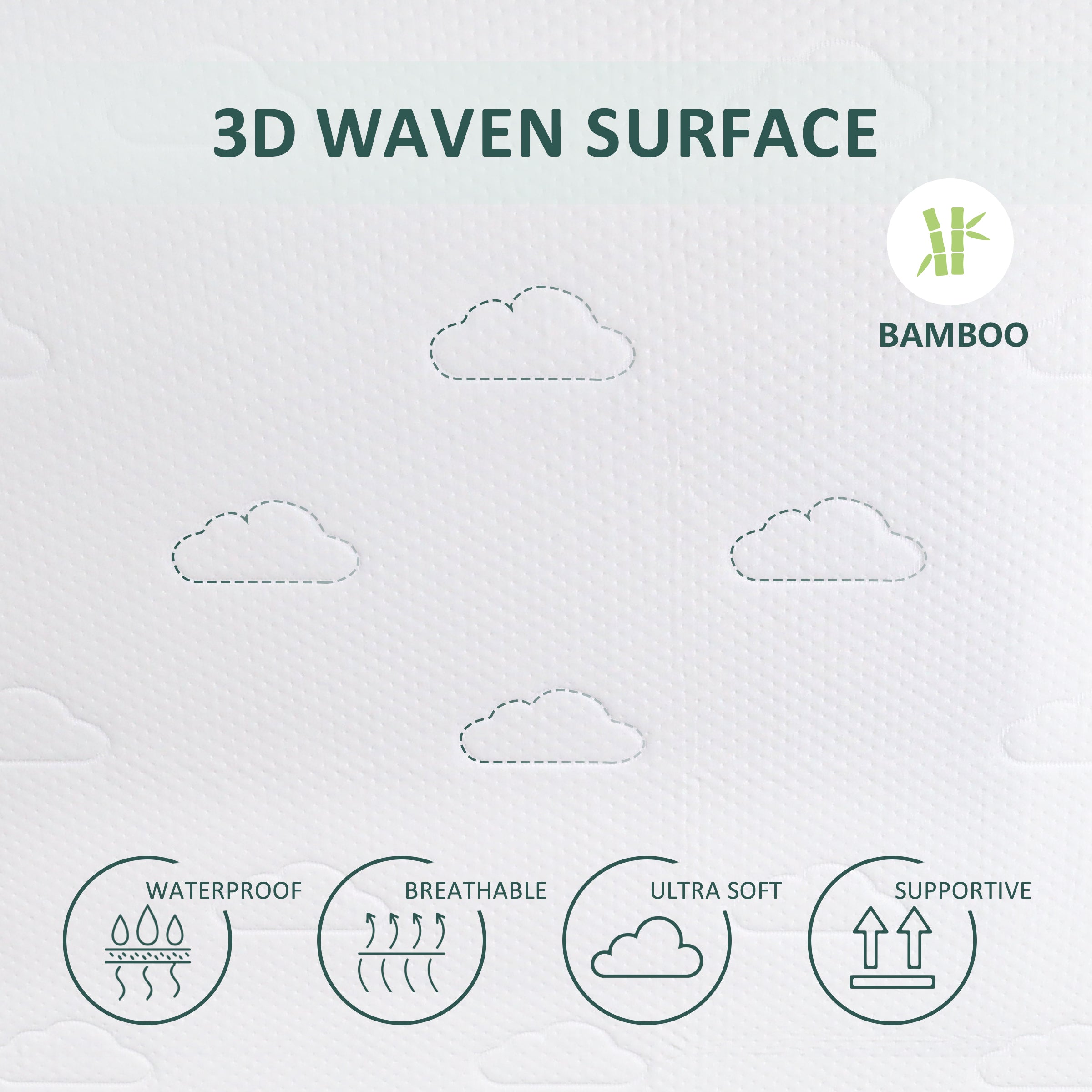 Bamboo Viscose Waterproof Mattress Protector Cover Soft Breathable Fitted Mattress Pad