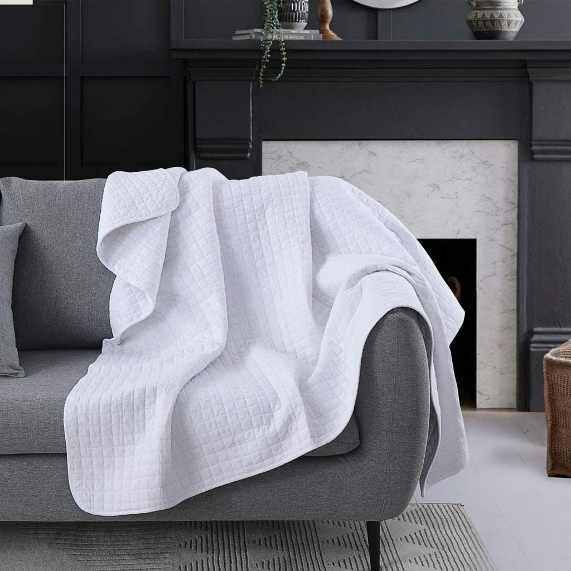 100% Cotton Quilted Throw Blanket Soft Decorative Couch Sofa Cover Lightweight Bed Throw