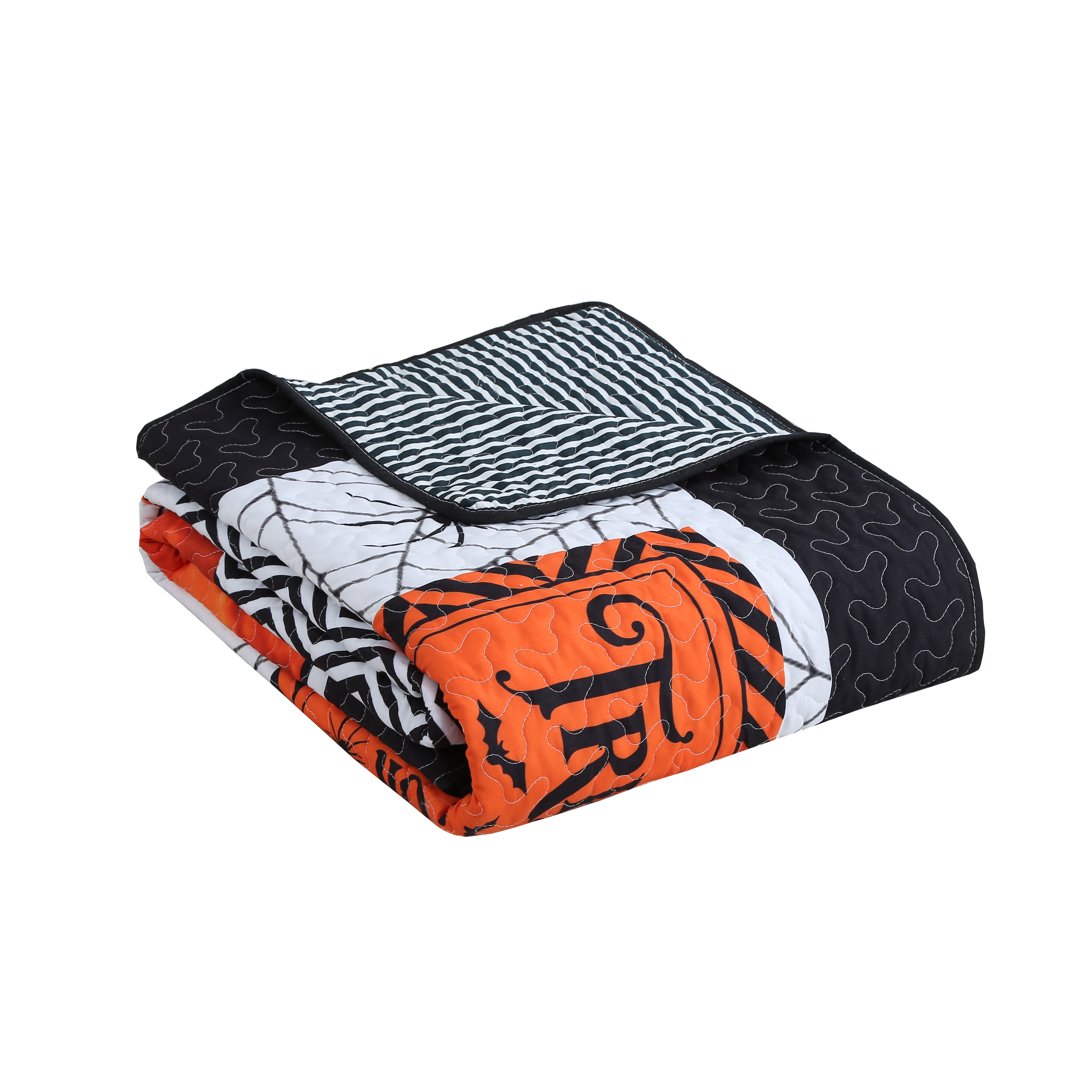 3 Piece Polyester Halloween Quilt Set – Pumpkin Haunted Night Bedspread ME511