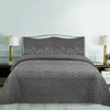 3-Piece Embroidered Quilt Set – Elegant Bedspread with Textured Floral & Geometric Patterns