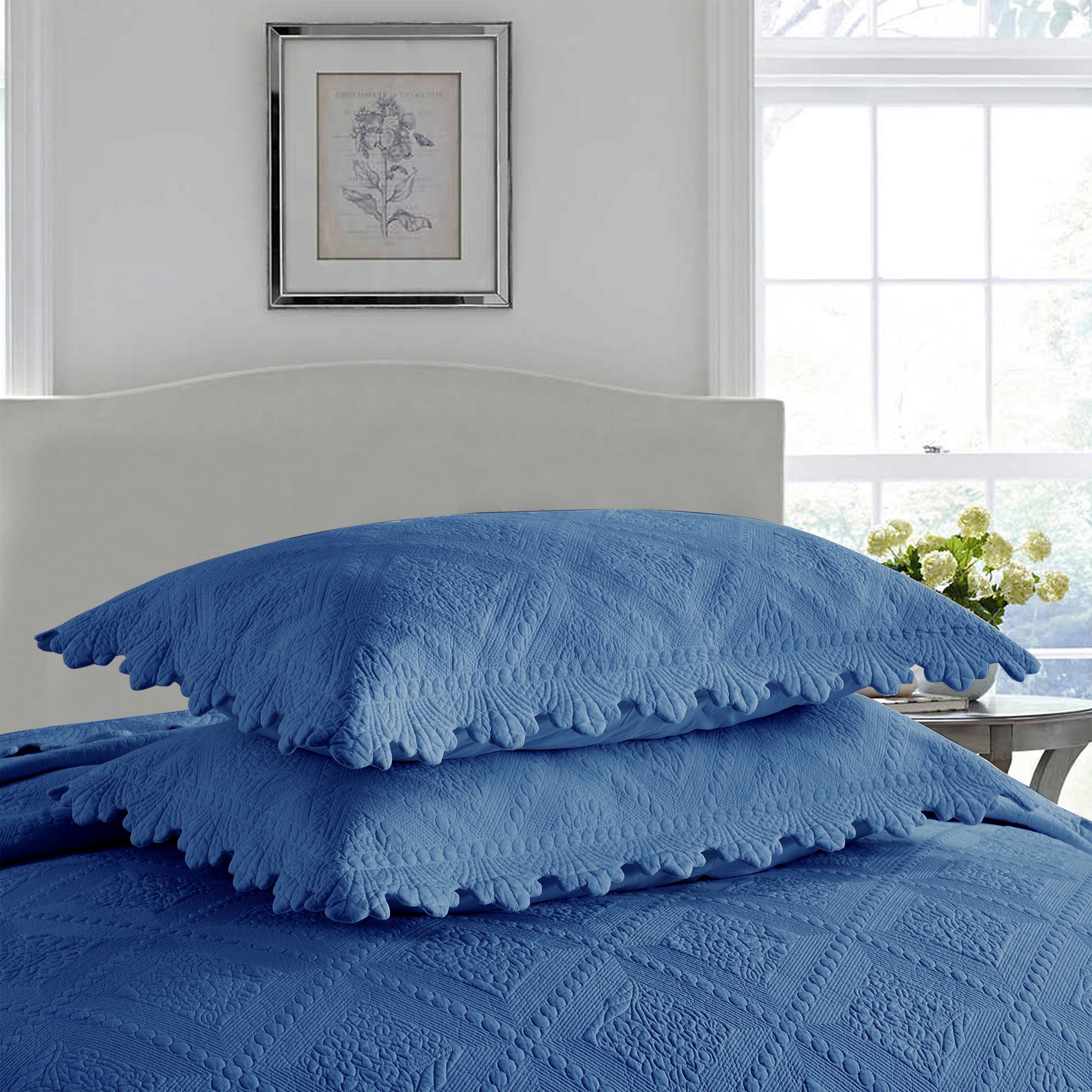 3 Piece 100% Cotton Oversized Lightweight Quilt Bedspread Set TK