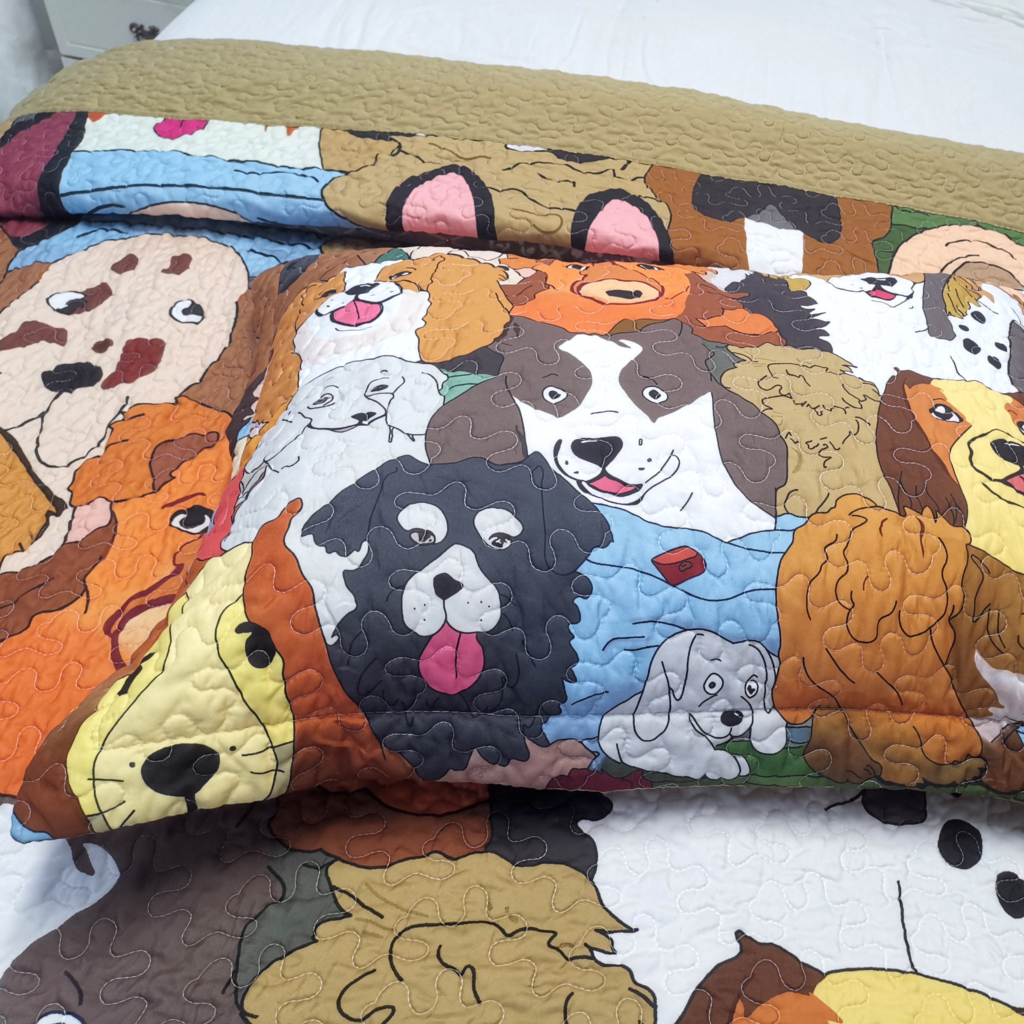 Kids Quilt Bedspread Set Dog WX200