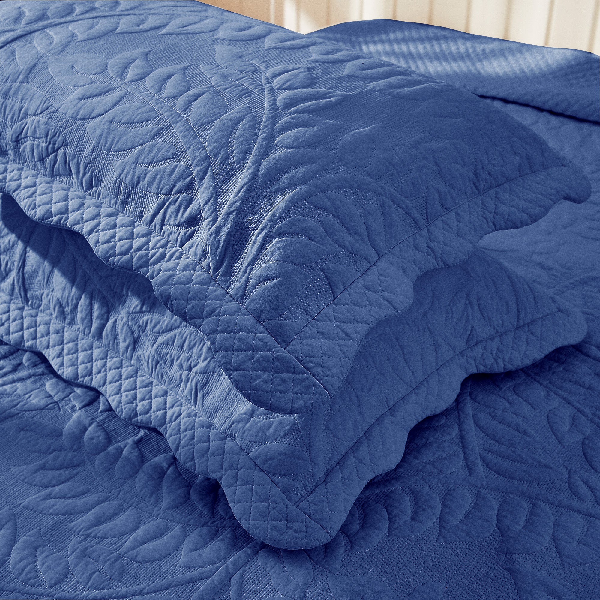2 Piece 100% Cotton Quilted Pillow Shams, Decorative Pillow Covers