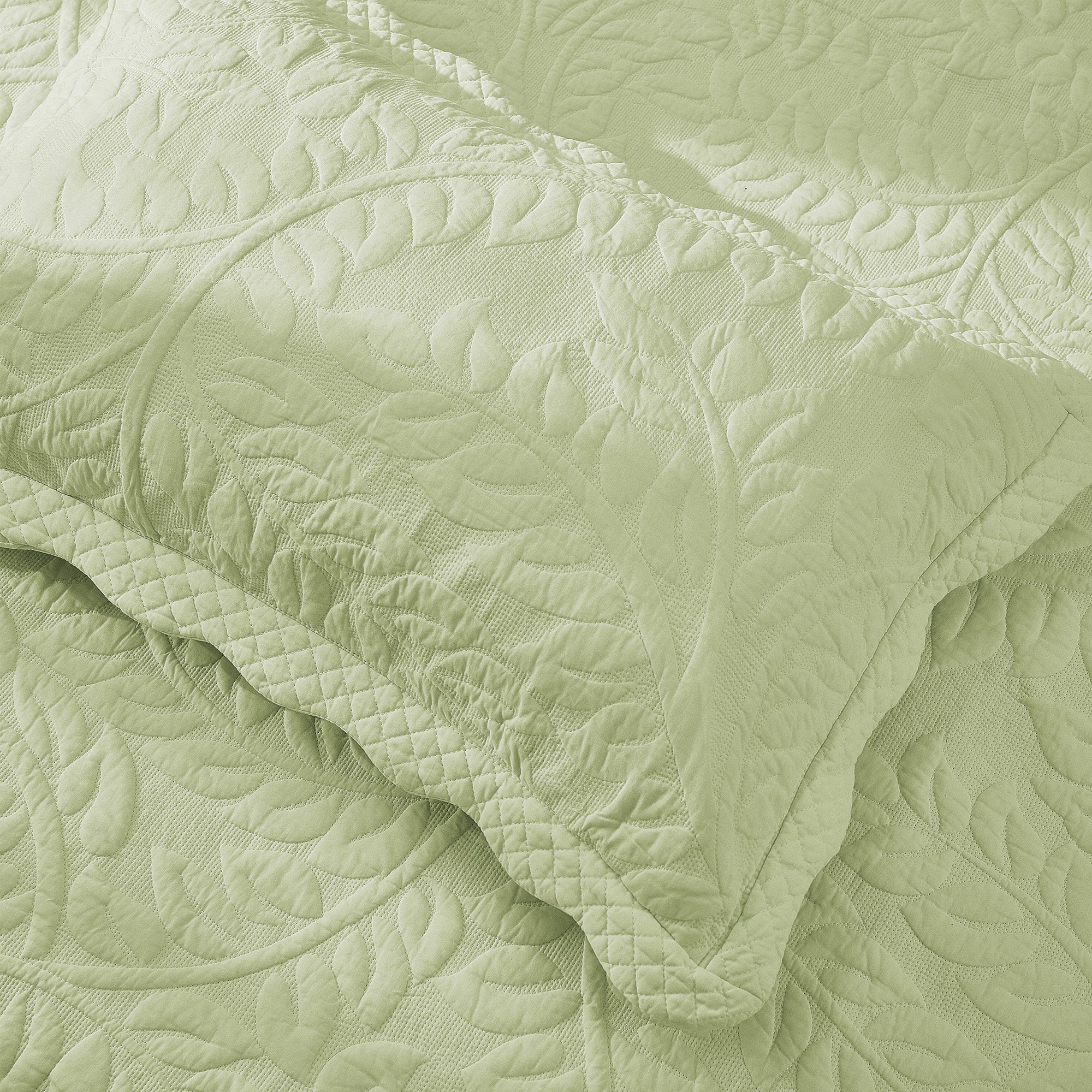 2-Piece 100% Cotton Quilted Pillow Shams Embroidered Farmhouse Pillow Shams