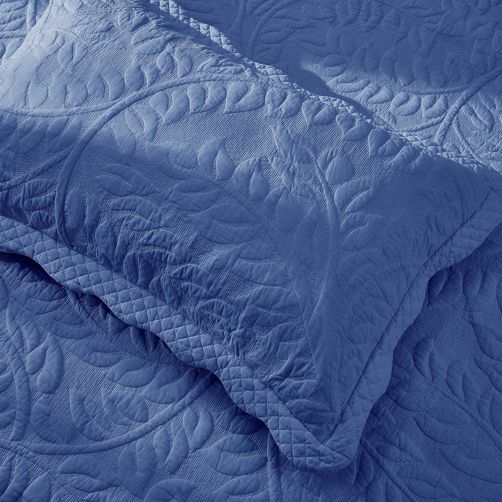 2-Piece 100% Cotton Quilted Pillow Shams Embroidered Farmhouse Pillow Shams