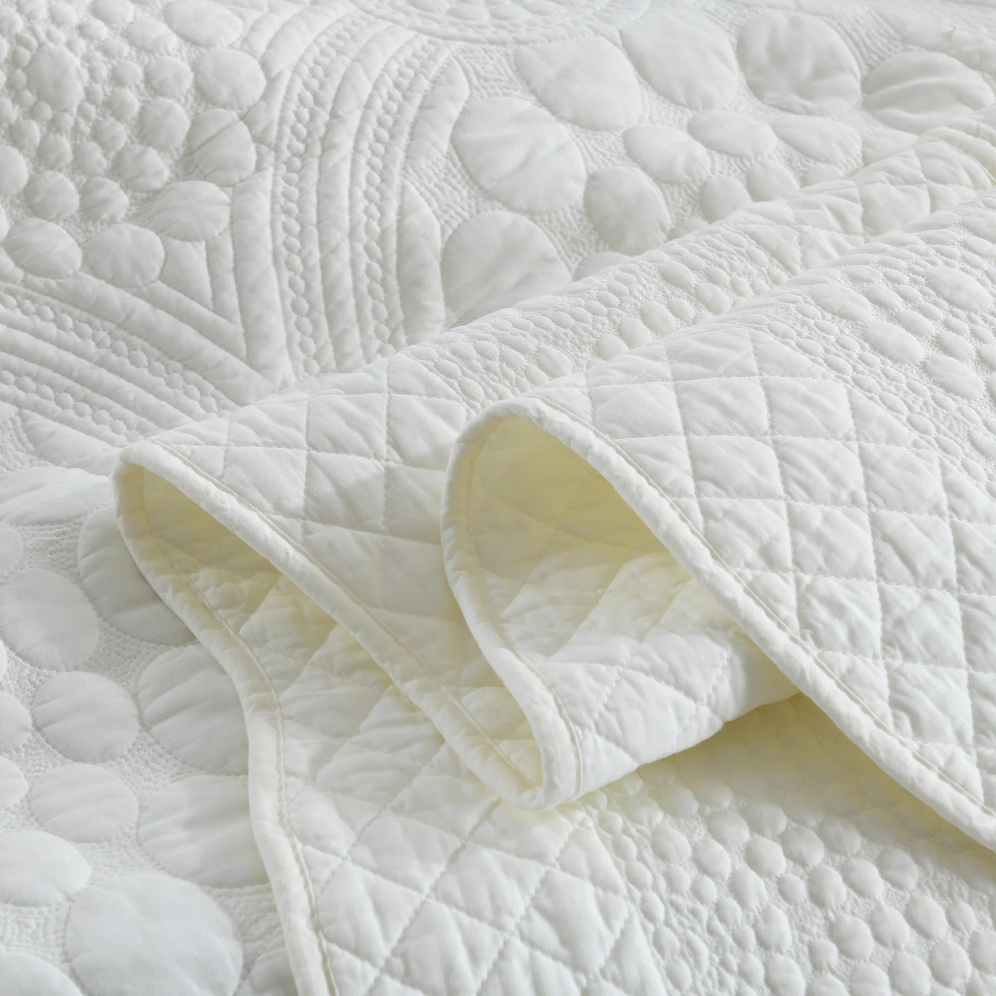 3 Pcs 100% Cotton Embroidered Quilt Bedspread Set, Queen & King Sizes