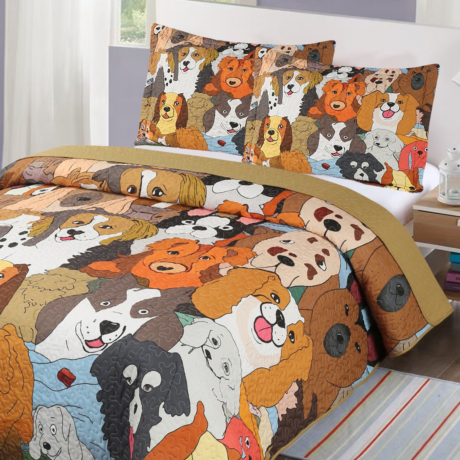 Kids Quilt Bedspread Set Dog WX200