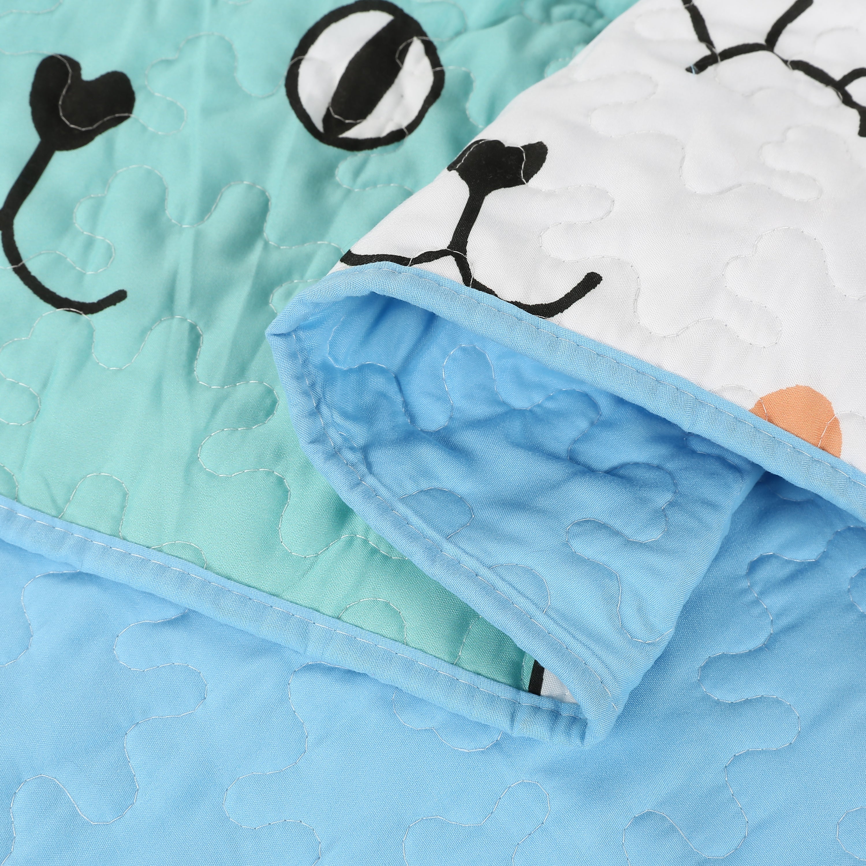 3 Piece Cat Print Quilt Set for Kids - Colorful Bedspread WX202