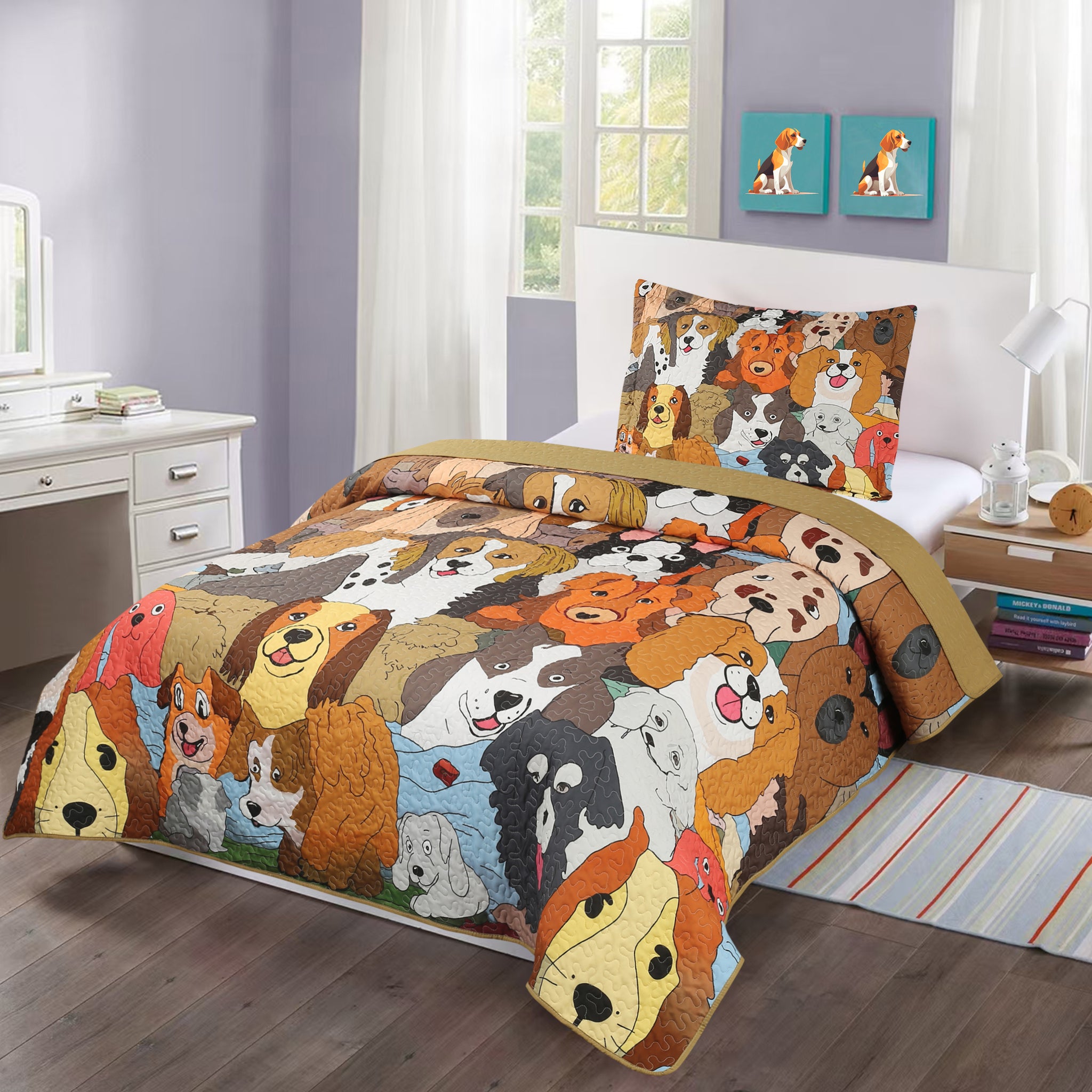 Kids Quilt Bedspread Set Dog WX200