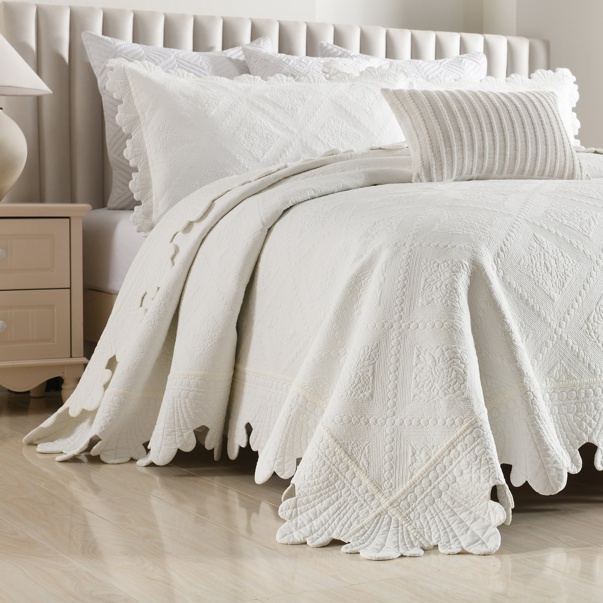 3 Piece 100% Cotton Oversized Lightweight Quilt Bedspread Set TK