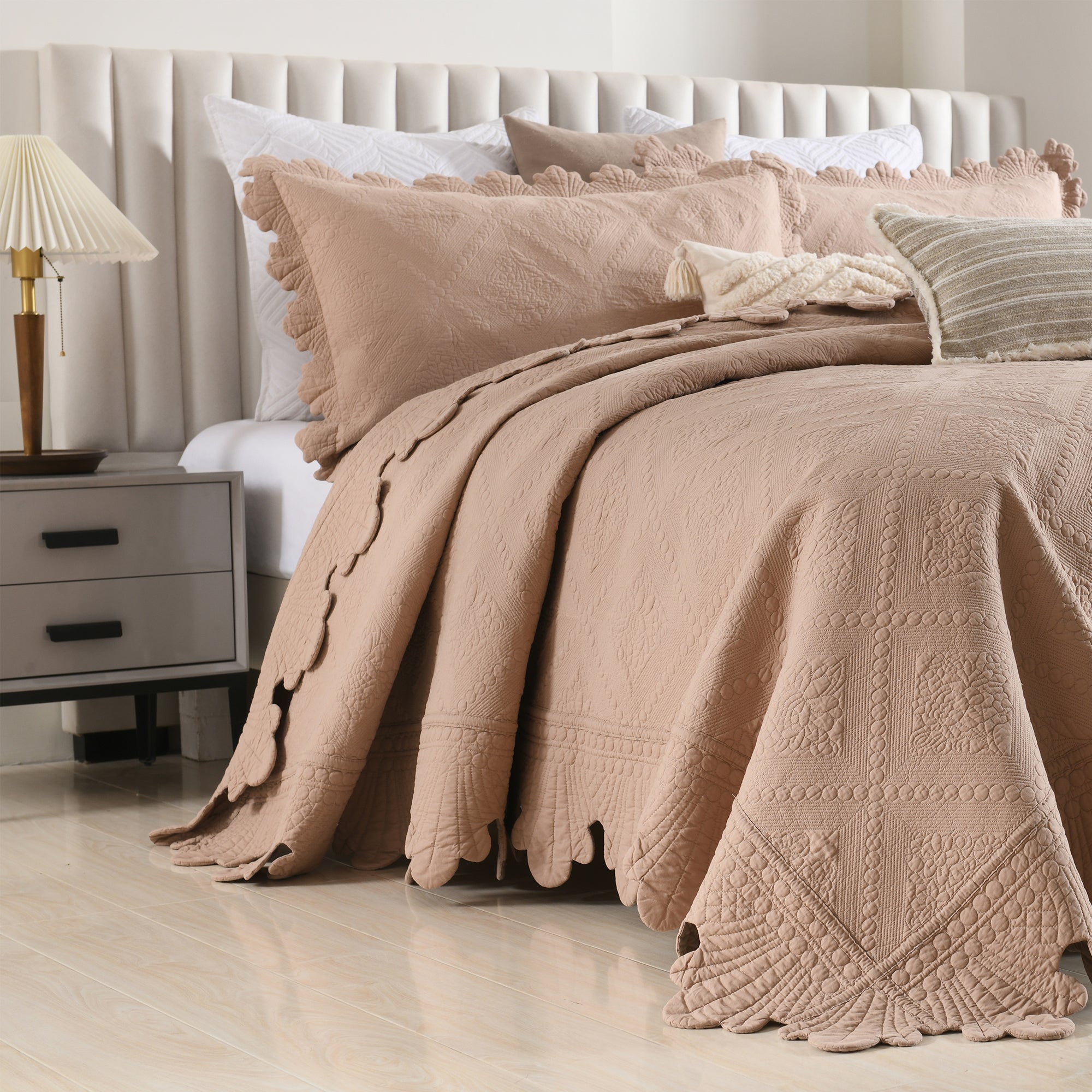 3 Piece 100% Cotton Oversized Lightweight Quilt Bedspread Set TK