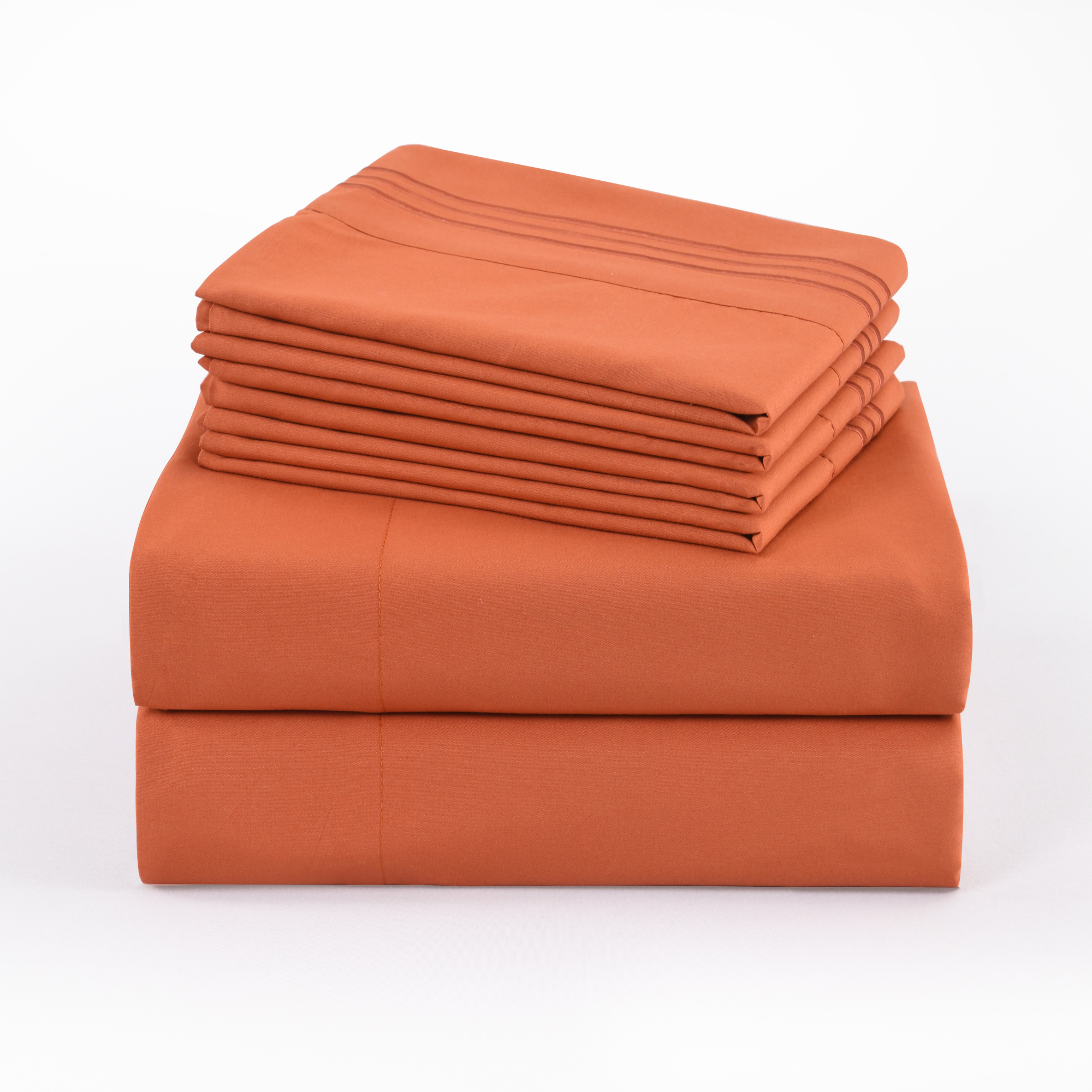 4/6 Piece Soft Solid Embroidered Bed Sheet Set