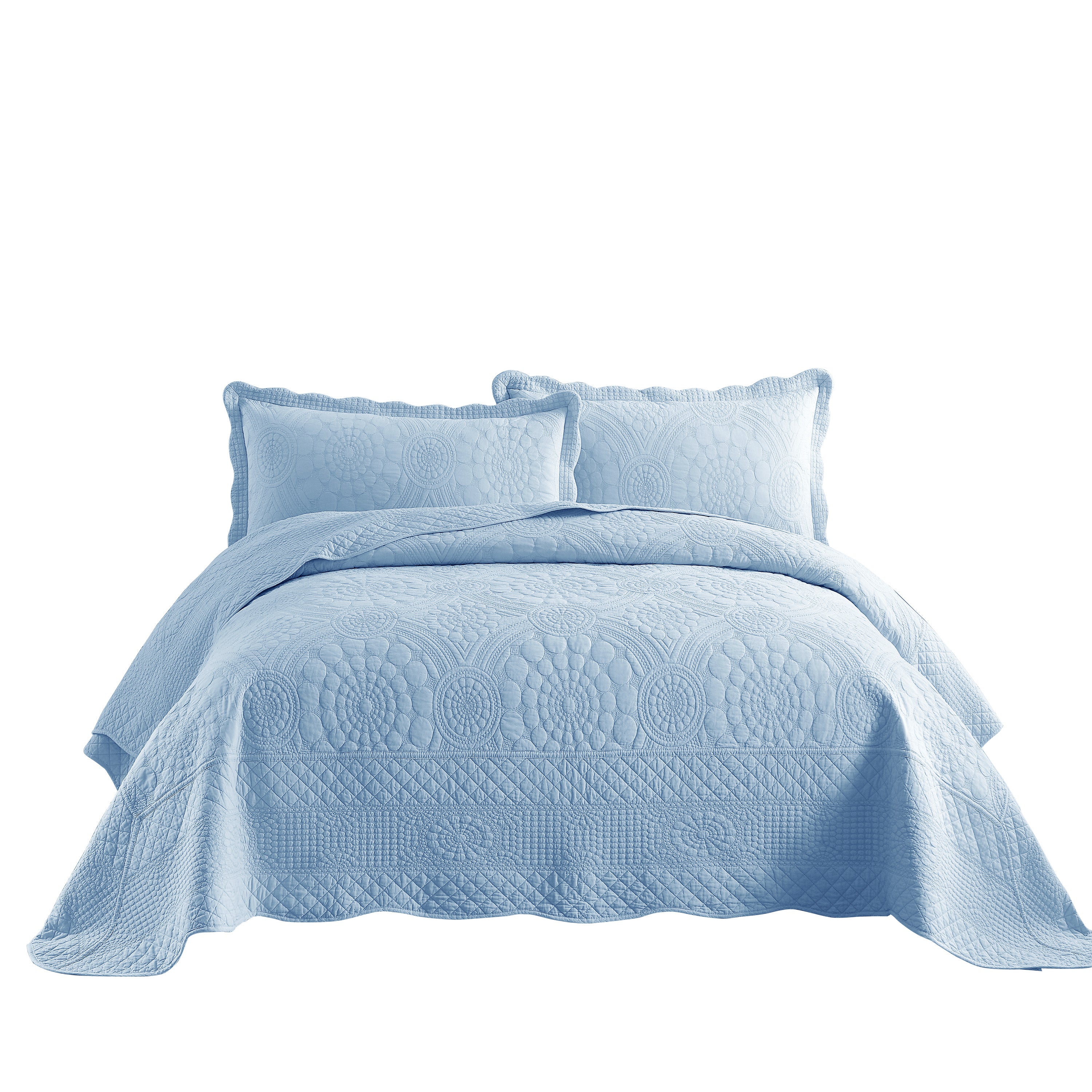 3 Piece 100% Cotton Quilt Set, Oversized Lightweight Quilted Bedspread TF