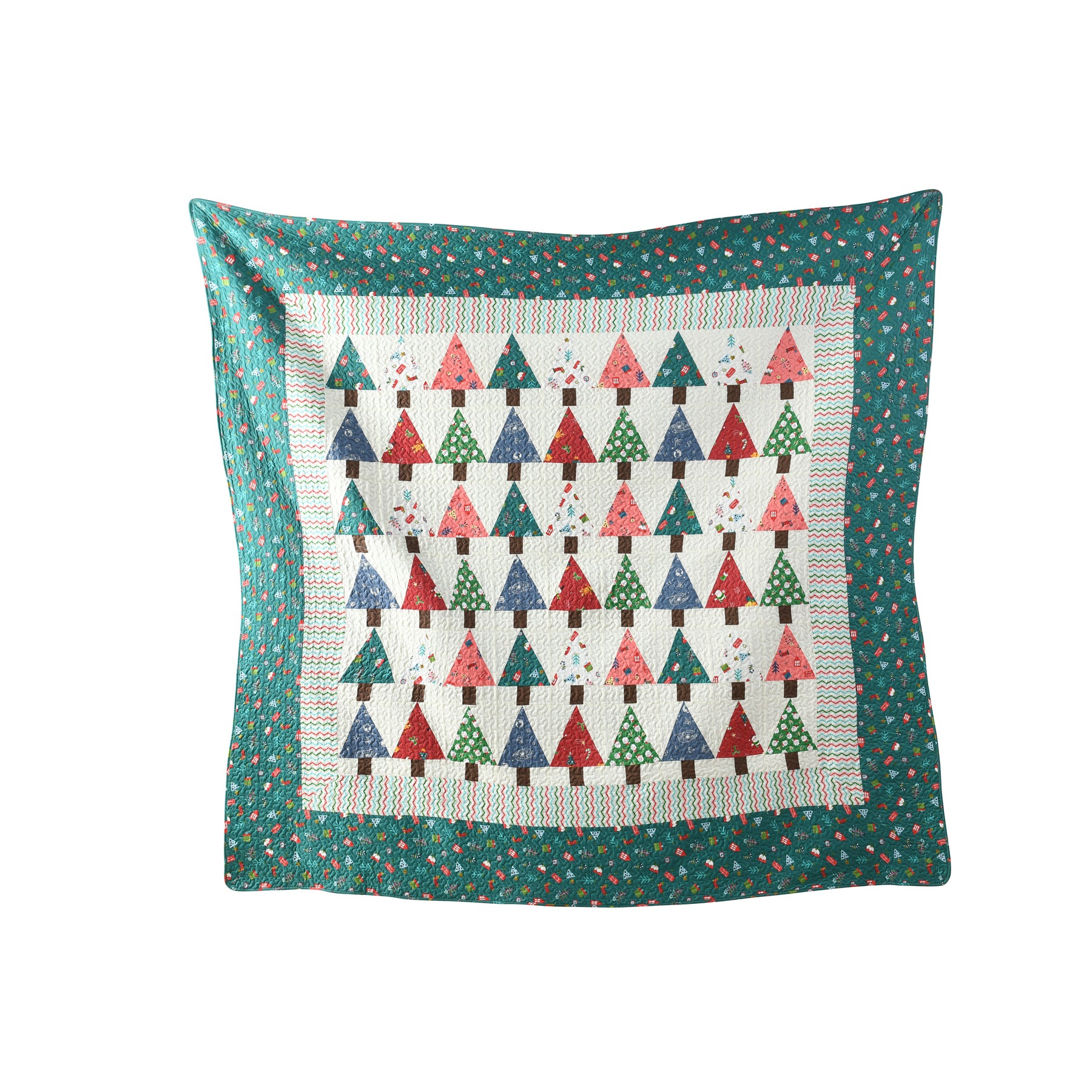 Handcrafted Christmas Patchwork Cotton Quilt Bedspread Set - 3-Piece Vintage Style Holiday Bedding PW101