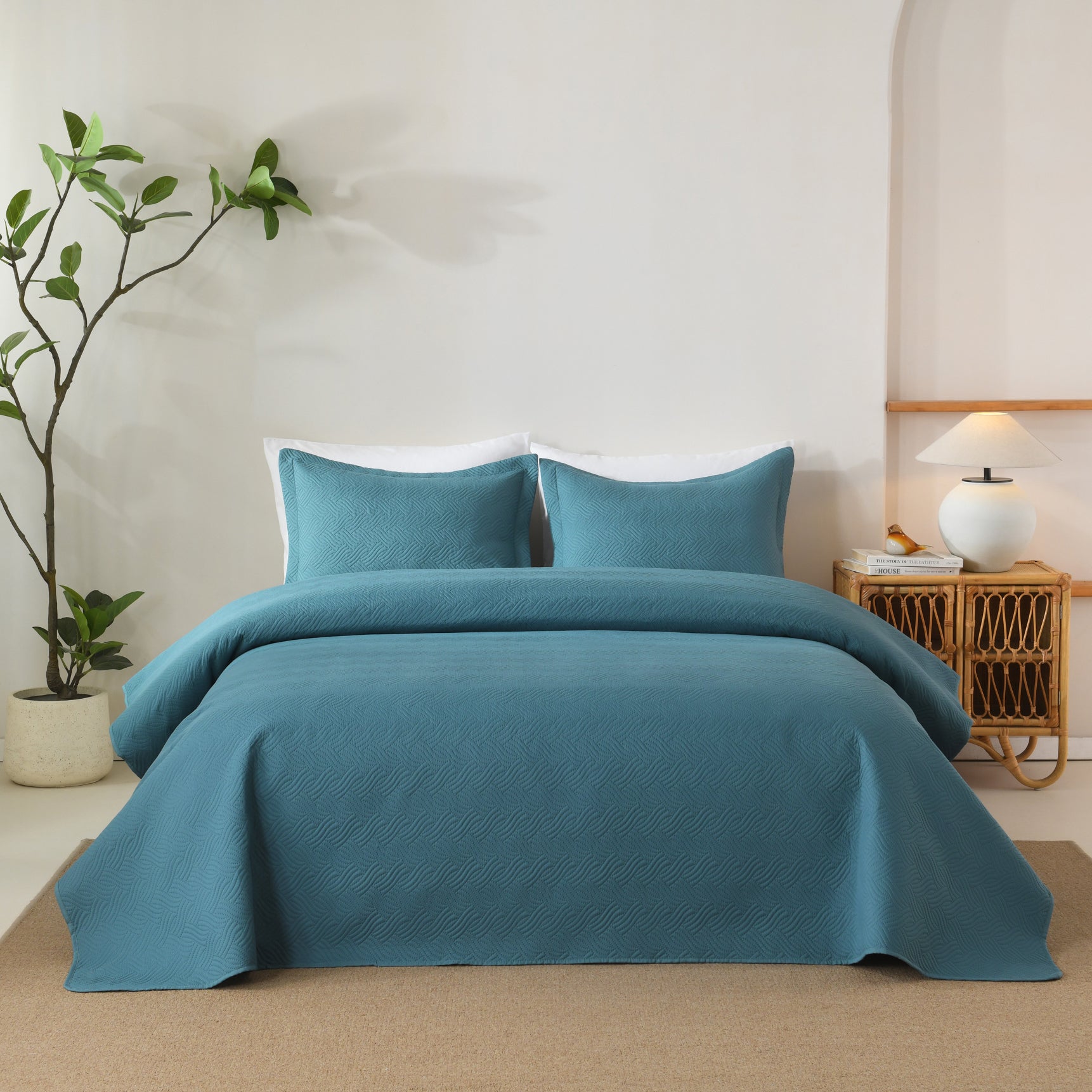 100% Polyester Ultrasonic Quilted Lightweight Quilt Bedspread Set