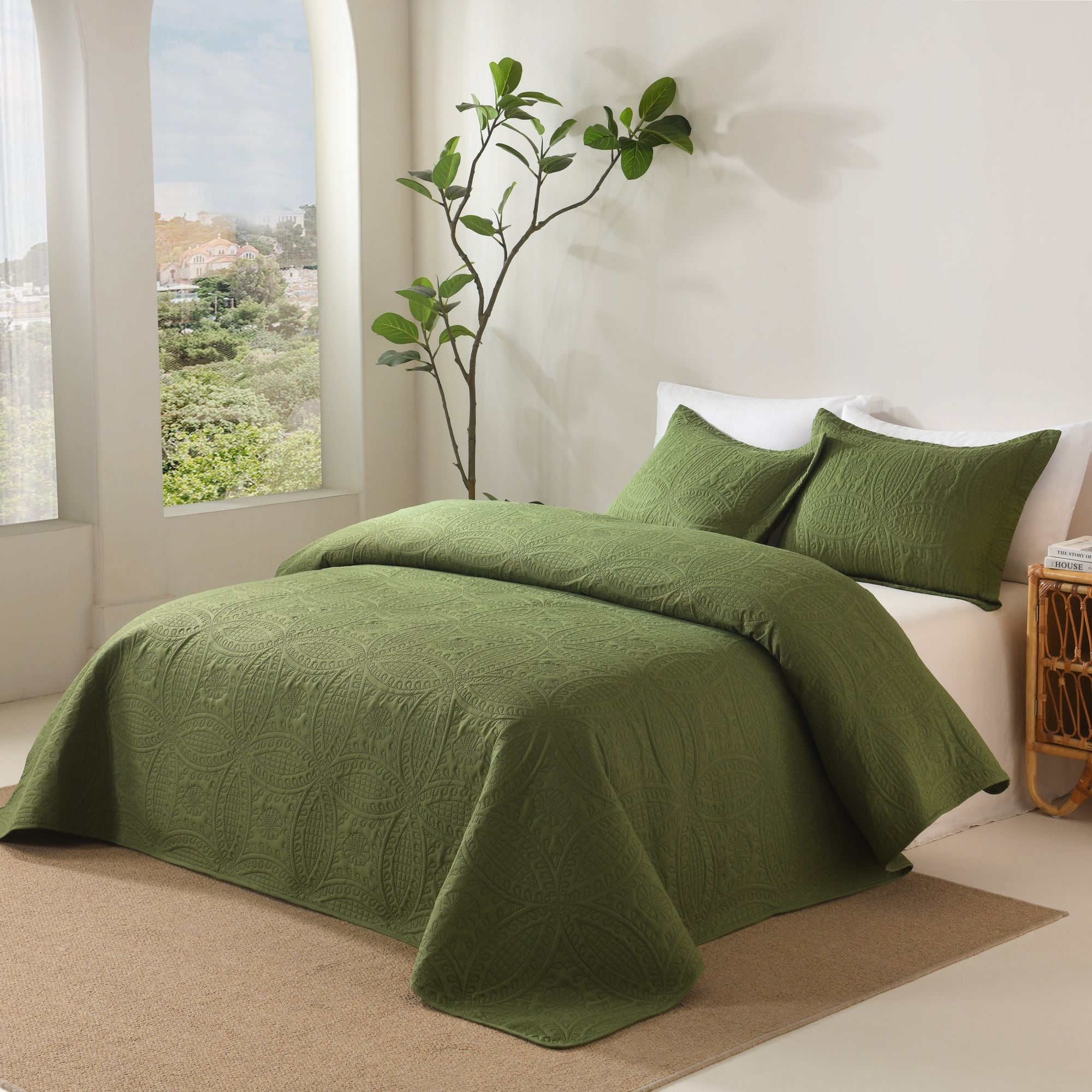 100% Polyester Ultrasonic Quilted Lightweight Quilt Bedspread Set