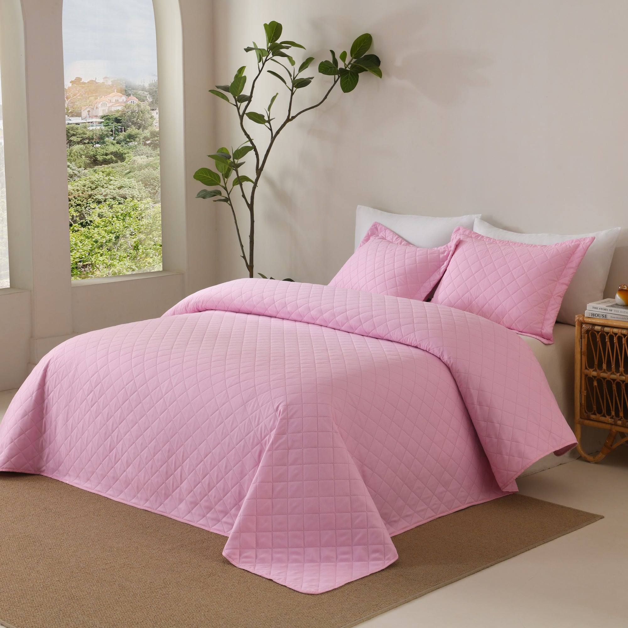 100% Polyester Ultrasonic Quilted Lightweight Quilt Bedspread Set