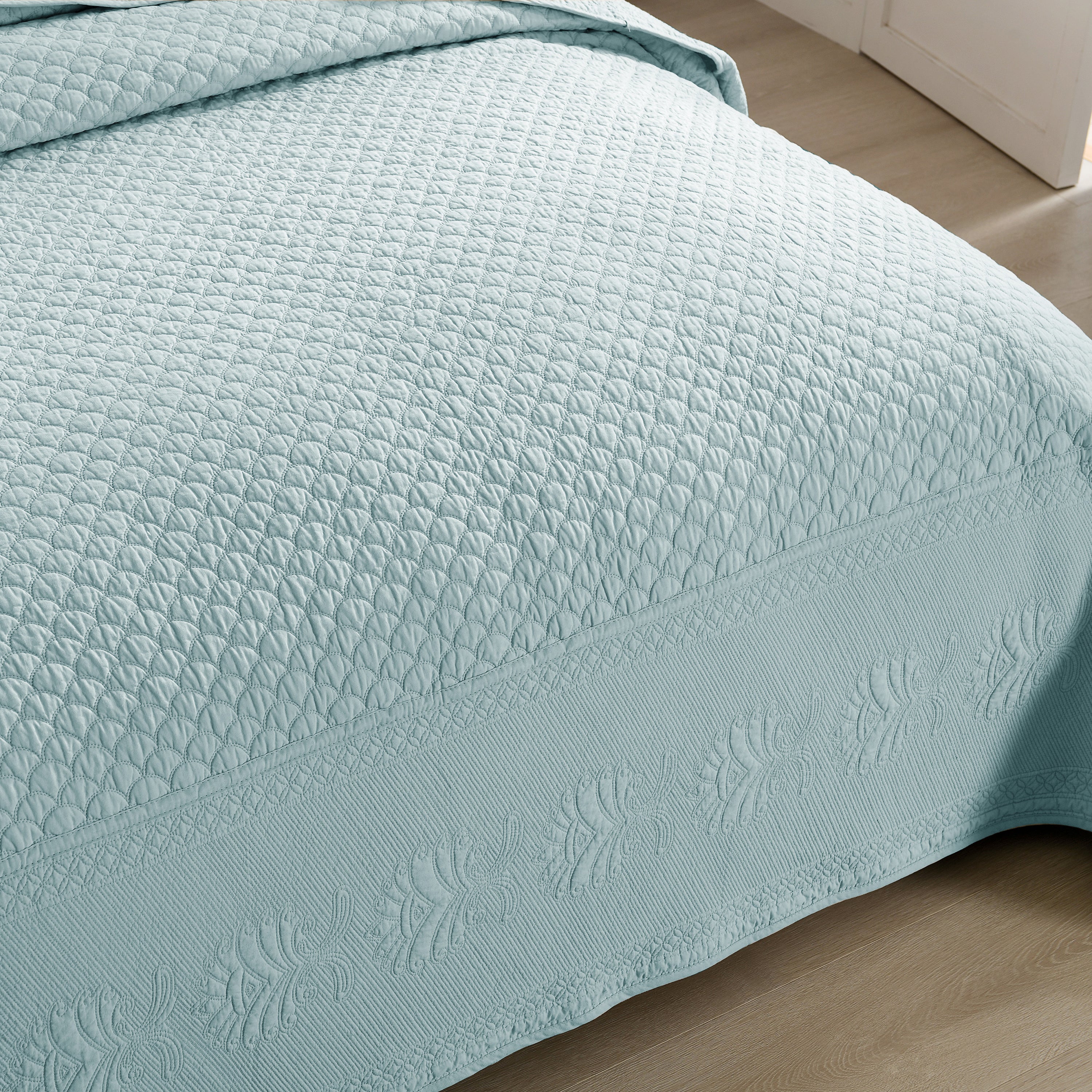 3 Piece 100% Cotton Oversized Lightweight Quilt Set Bedspread TM