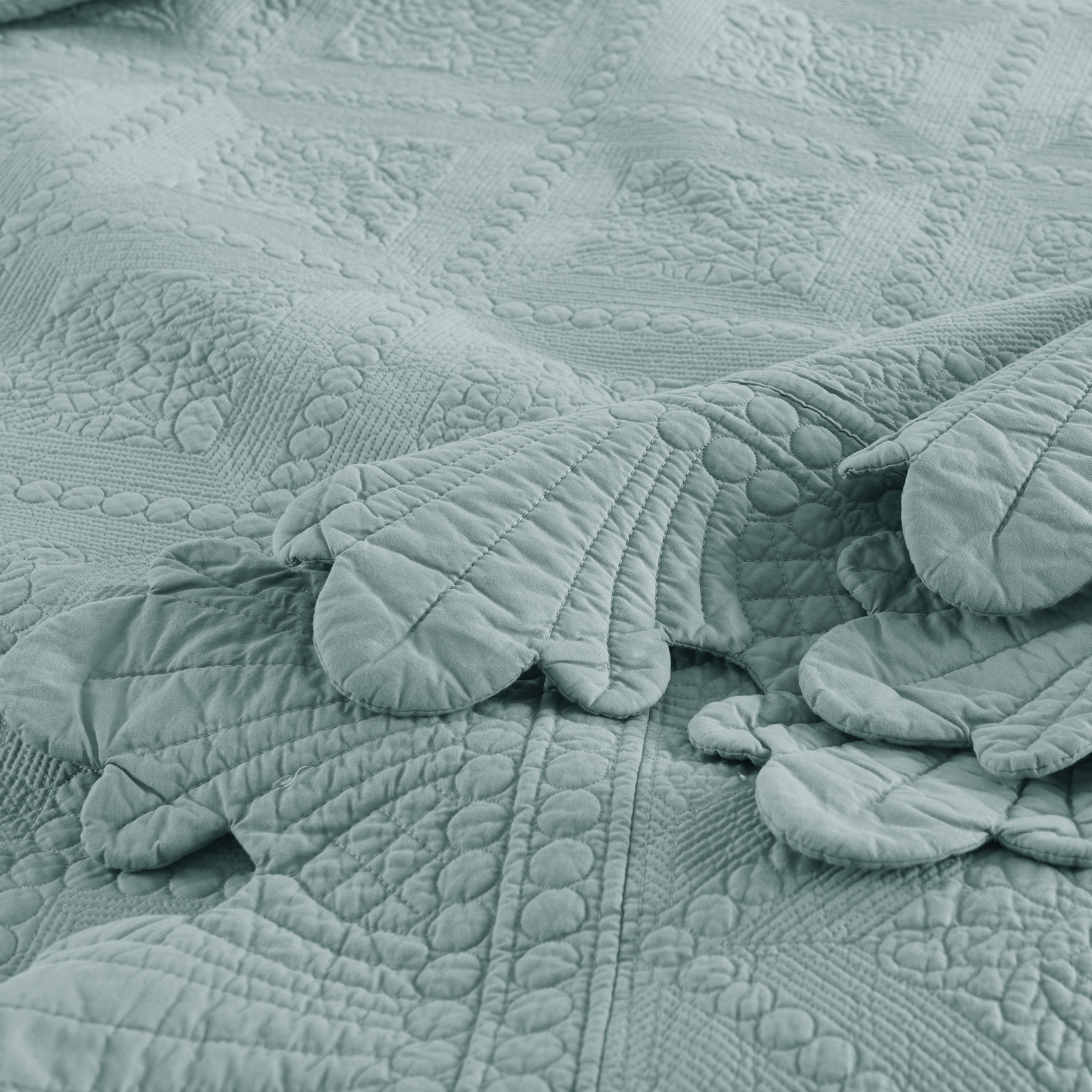 3 Piece 100% Cotton Oversized Lightweight Quilt Bedspread Set TK