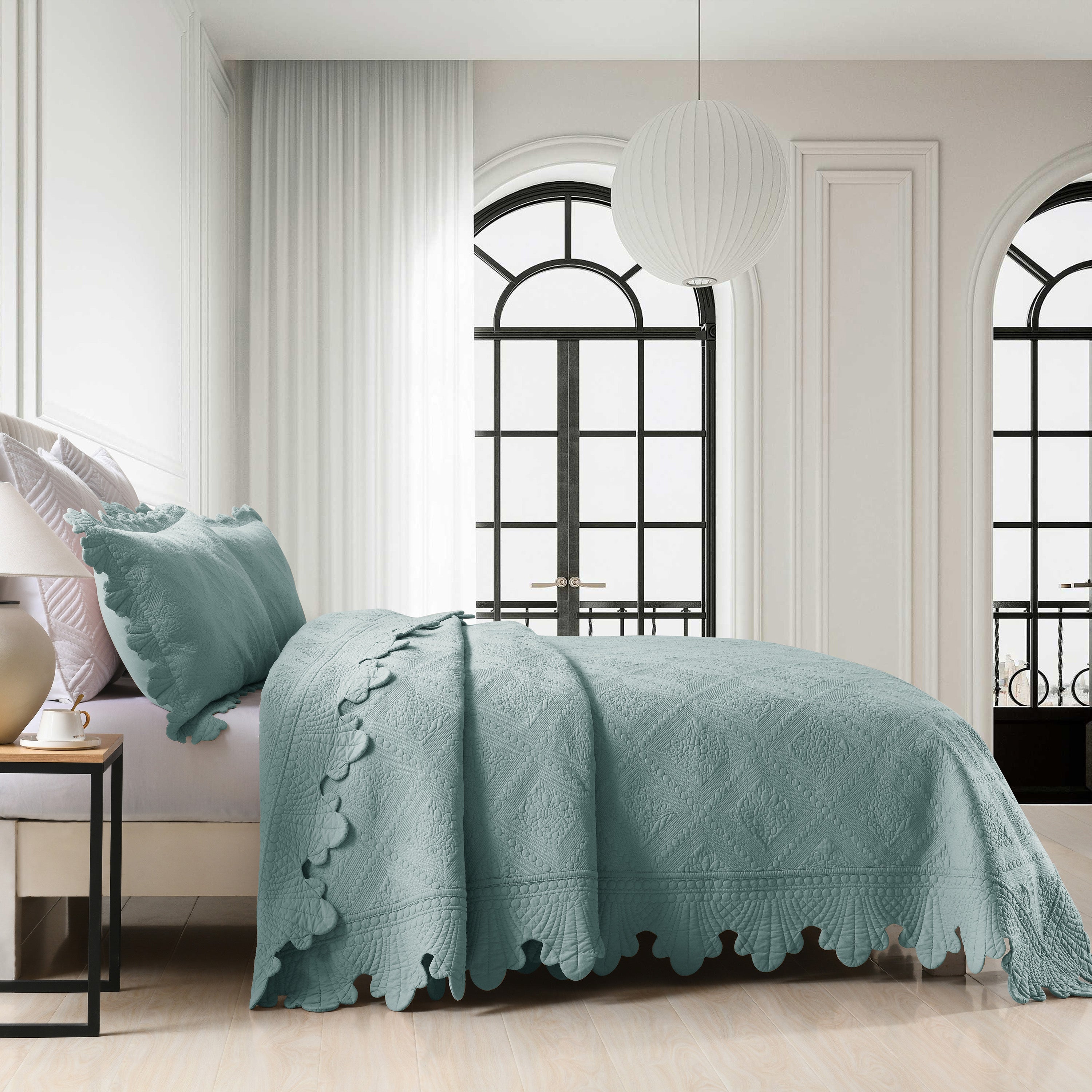 3 Piece 100% Cotton Oversized Lightweight Quilt Bedspread Set TK