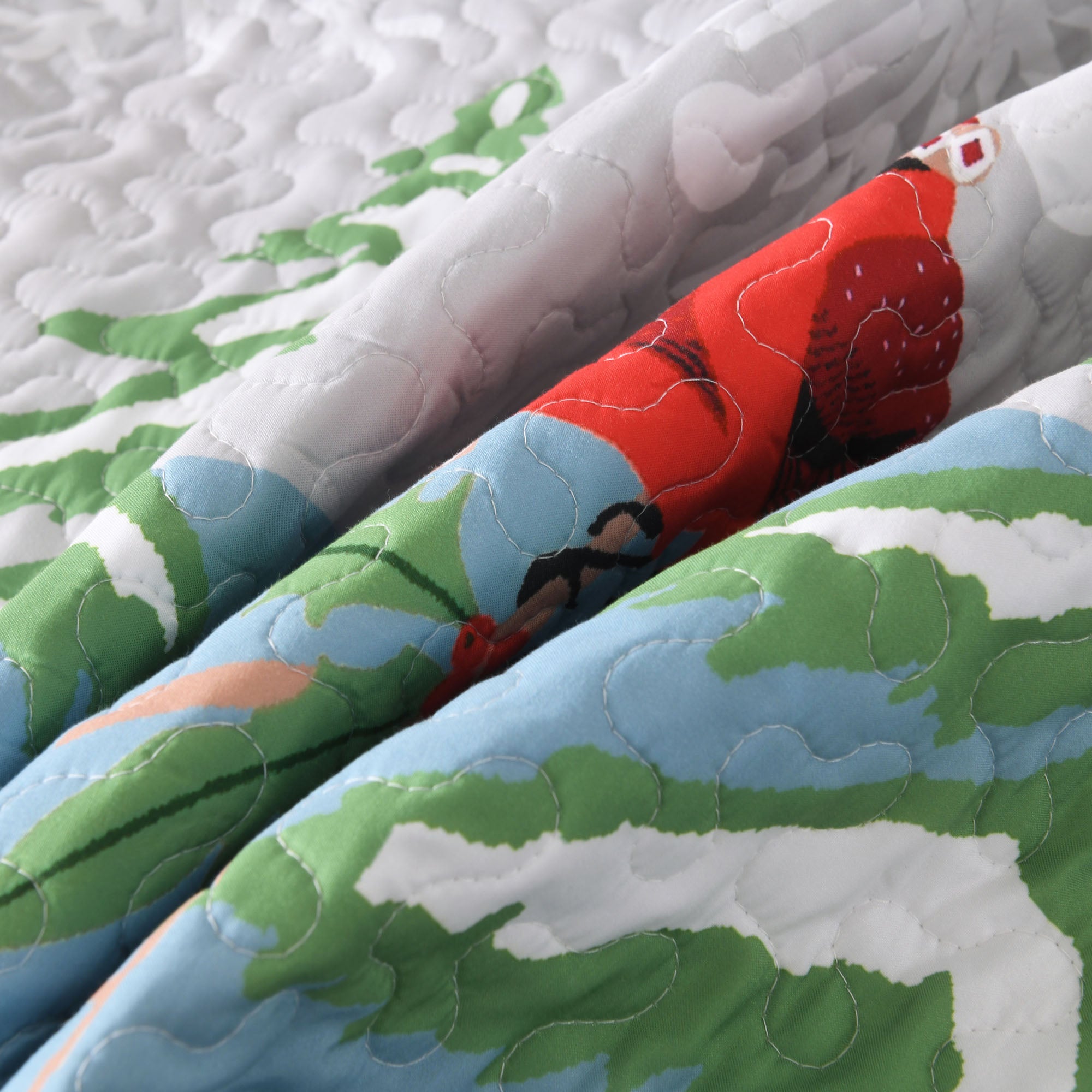 3 Piece Reversible Winter Wonderland Christmas Quilt Bedspread Set BY215