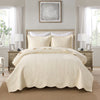 3 Pcs 100% Cotton Embroidered Bedspread Set with Floral Stitching & Scalloped Edge TU145