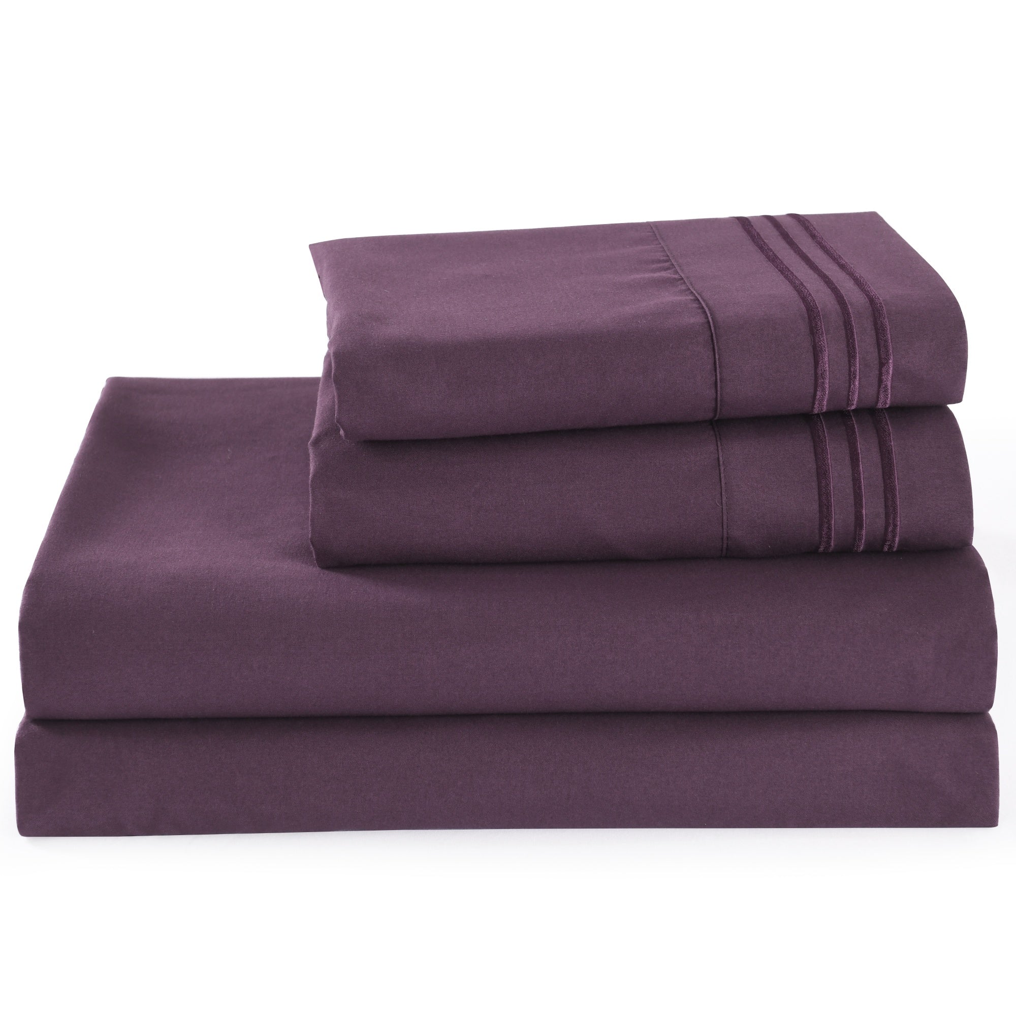 3/4 Piece Soft Solid Embroidered Bed Sheet Set Bedding Set